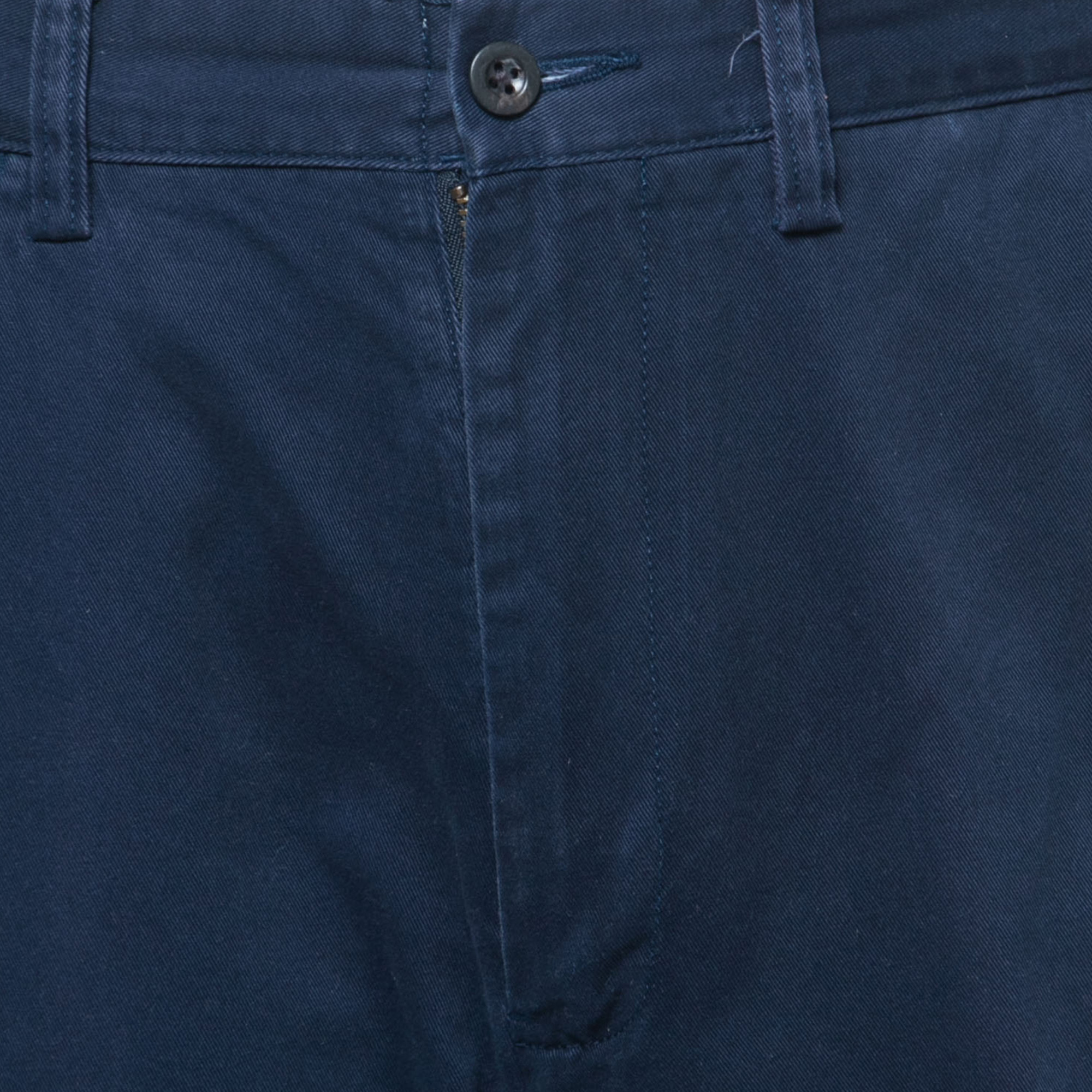 Polo Ralph Lauren Navy Blue Cotton Straight Fit Pants M