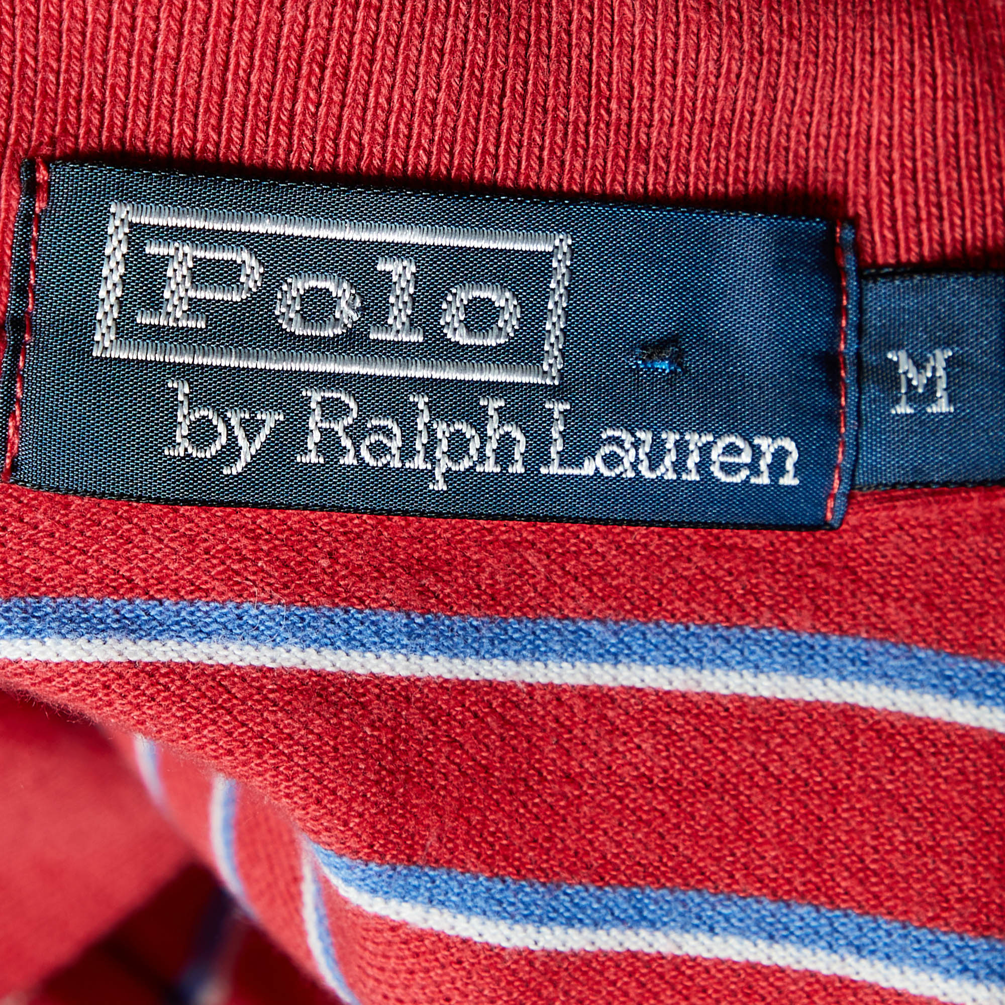 Polo By Ralph Lauren Red Striped Cotton Polo T-Shirt M