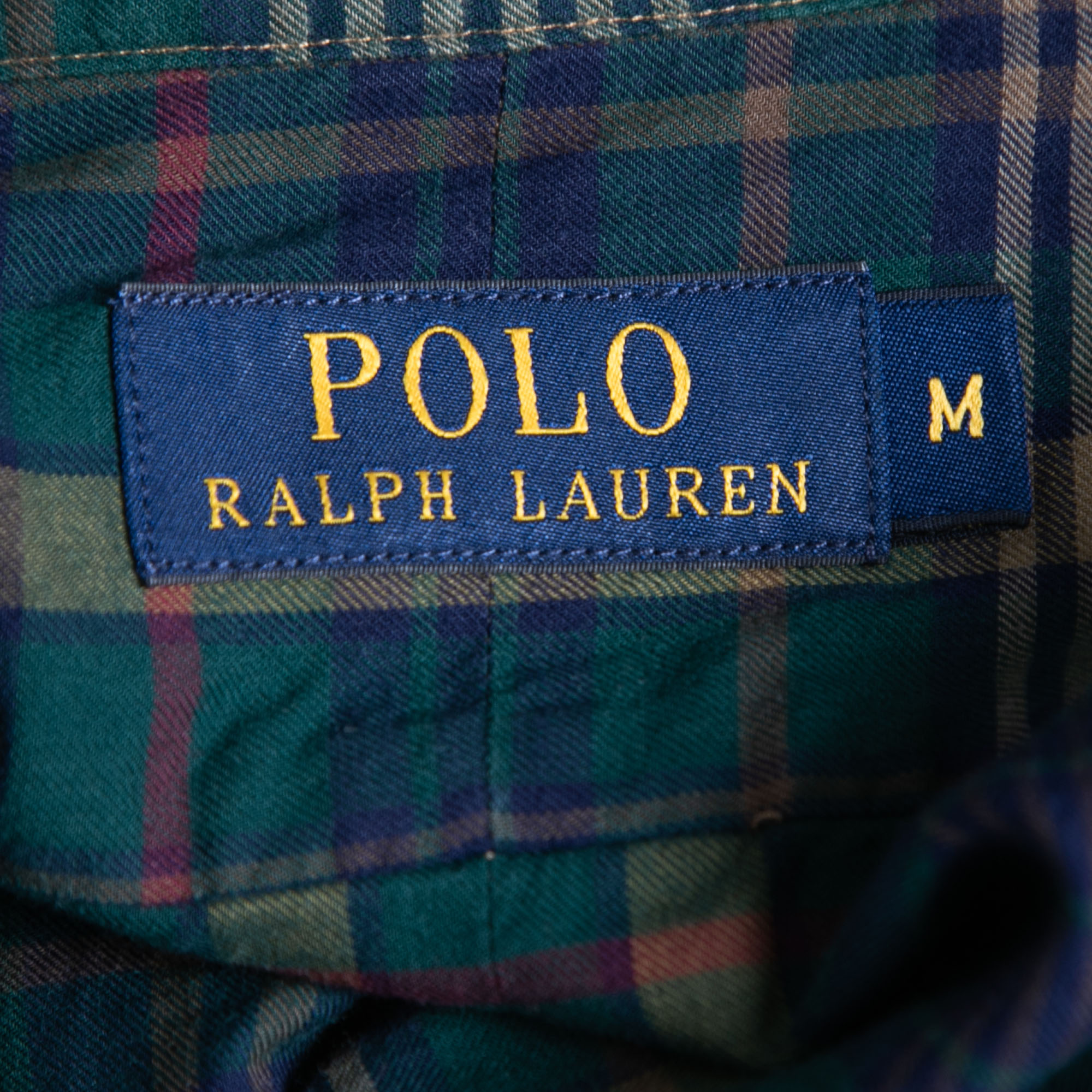 Polo Ralph Lauren Green/Navy Blue Plaid Cotton Button Front Full Sleeve Shirt M
