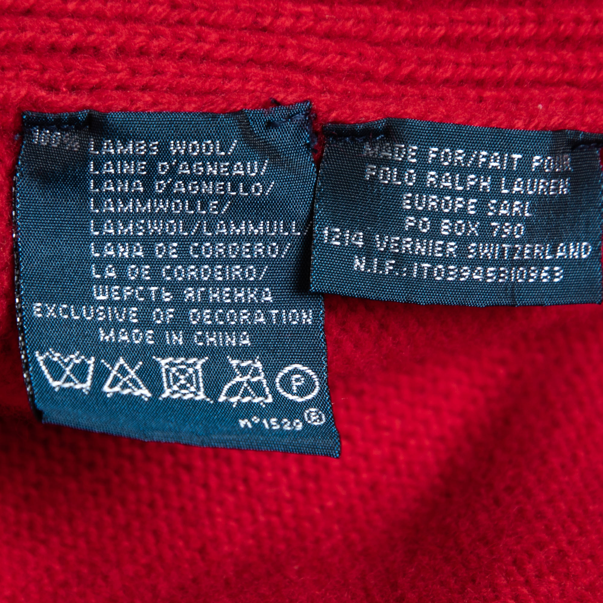 Polo Ralph Lauren Multicolor Wool Zip Front High Neck Sweater L