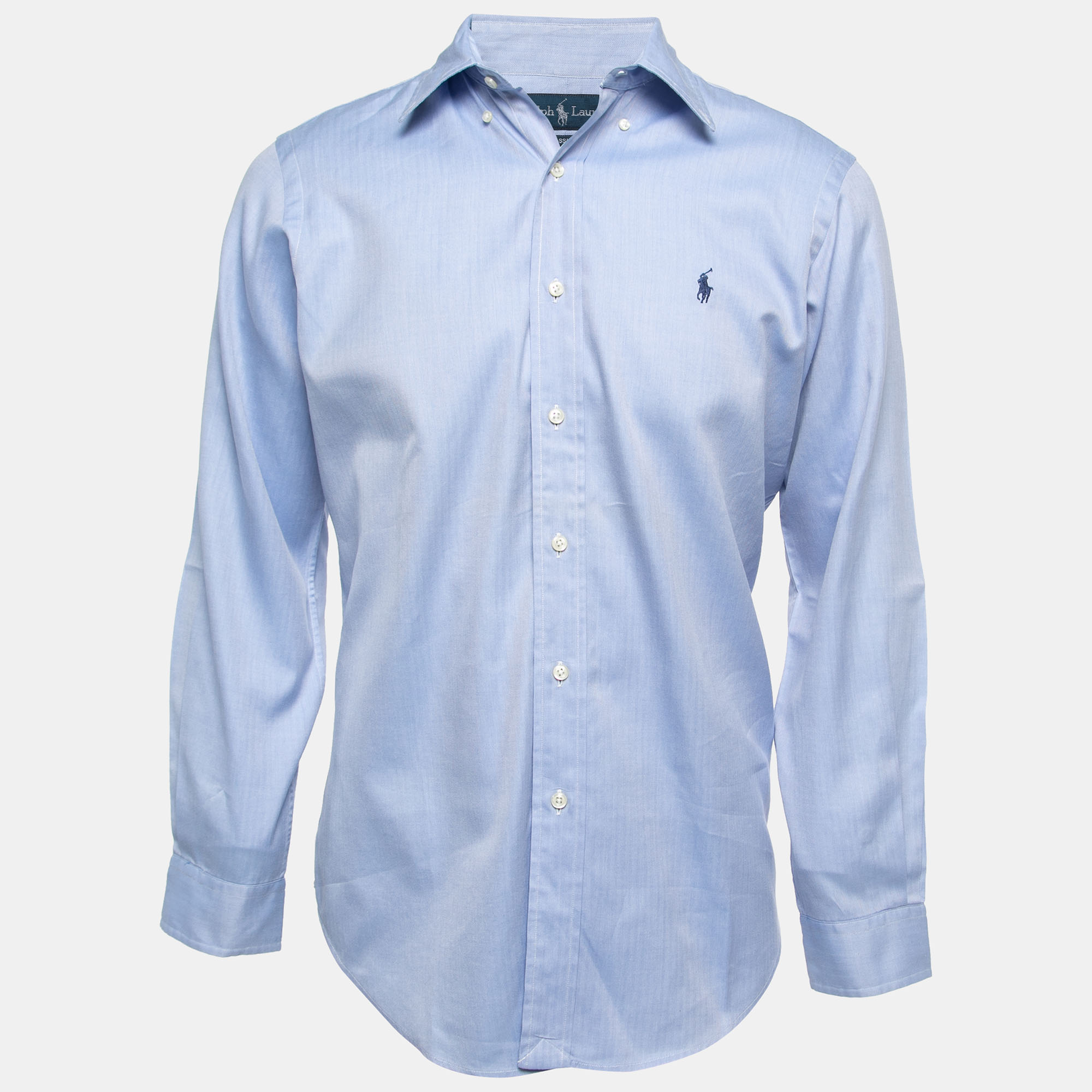 Polo Ralph Lauren Blue Cotton Button Down Classic Fit Full Sleeve Shirt S
