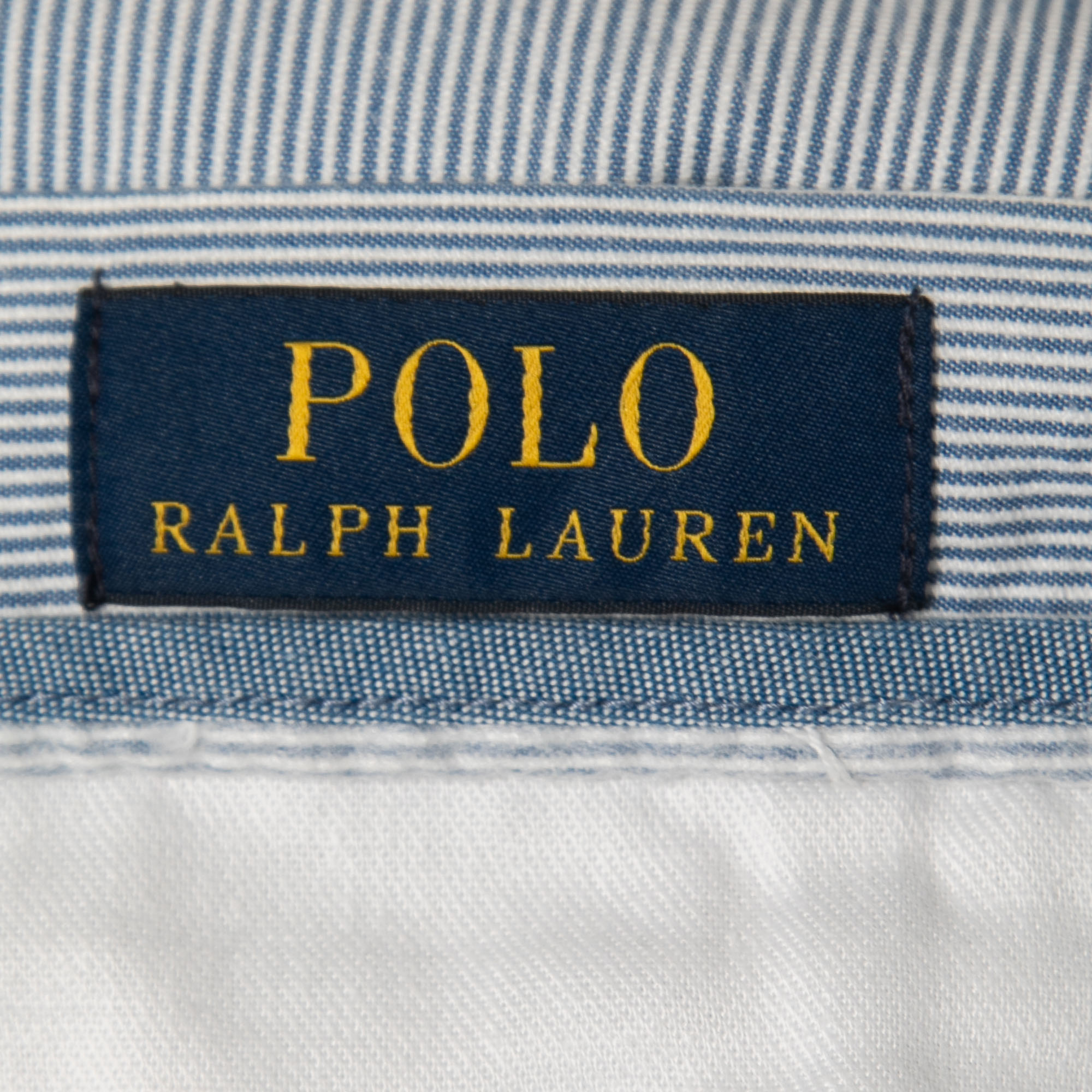 Polo Ralph Lauren Blue Pinstripe All-Over Motif Embroidered Cotton Shorts M Waist 33