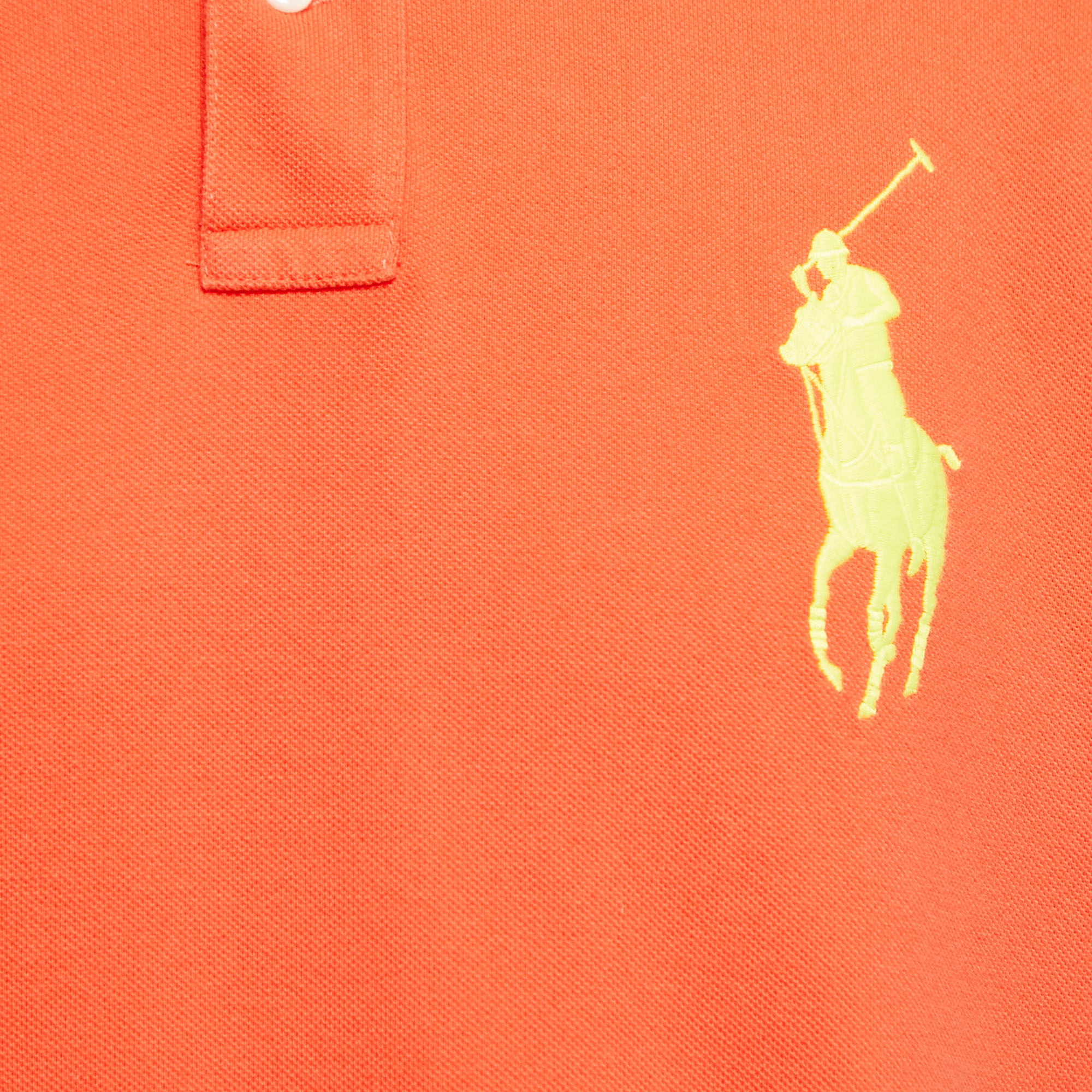 Polo Ralph Lauren Orange Logo Embroidered Cotton Knit Slim Fit Polo T-Shirt XL
