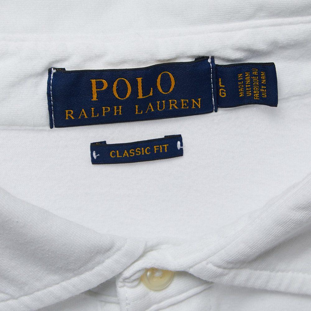 Polo Ralph Lauren White Cotton Knit PoloT-Shirt L