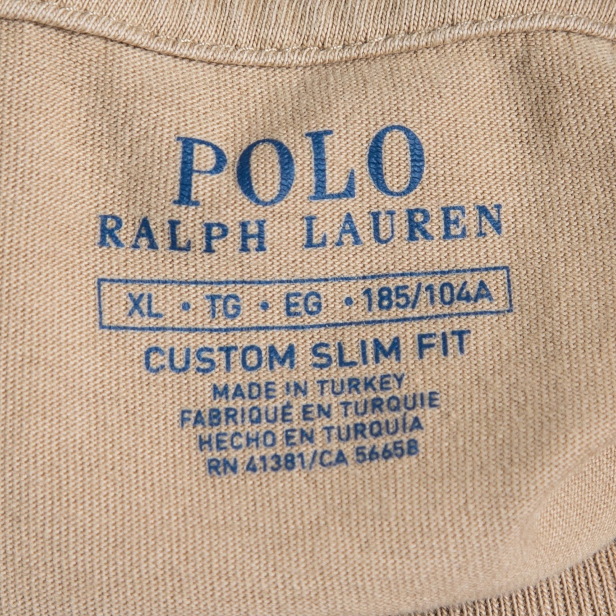 Polo Ralph Lauren Beige Cotton Custom Slim Fit T-Shirt XL
