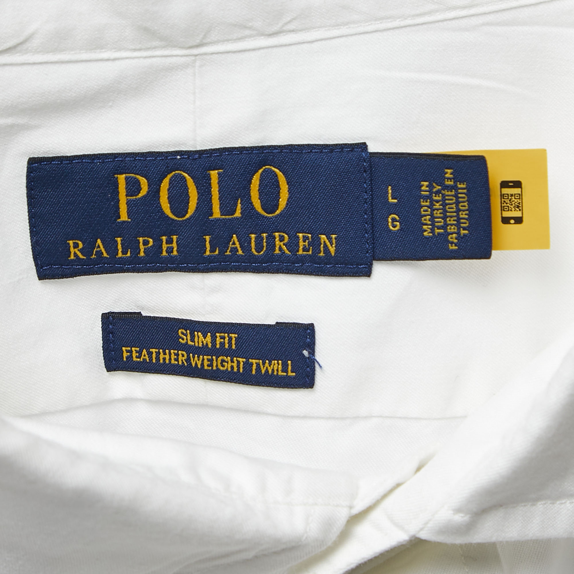 Polo Ralph Lauren White Cotton Button Front Shirt L