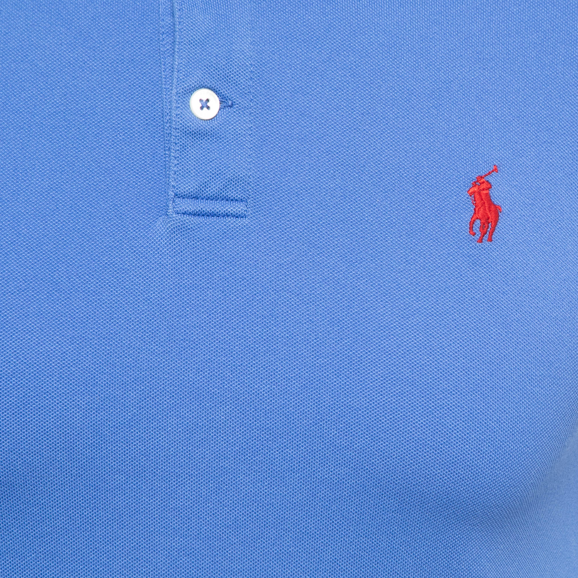 Polo Ralph Lauren Blue Cotton Stretch Mesh Slim Fit Polo T-Shirt S