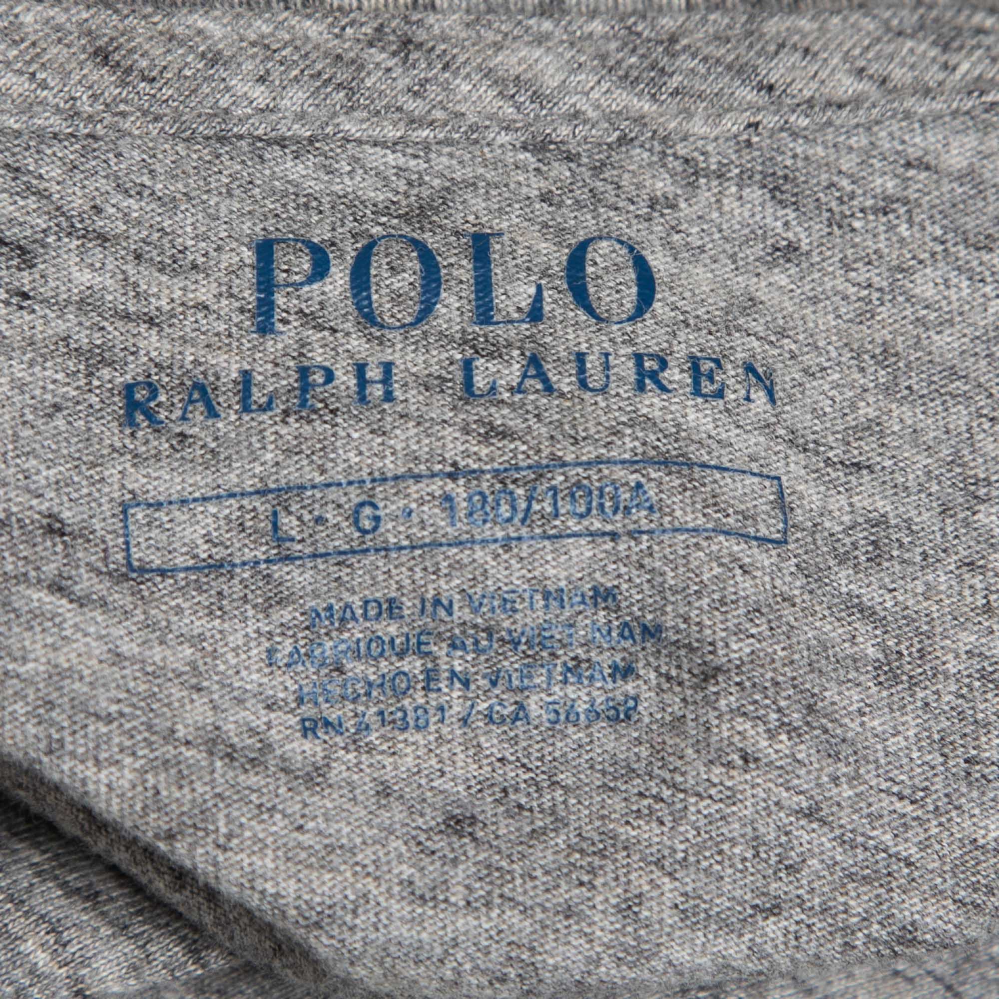 Polo Ralph Lauren Grey Cotton Crew Neck Full Sleeve T-Shirt L