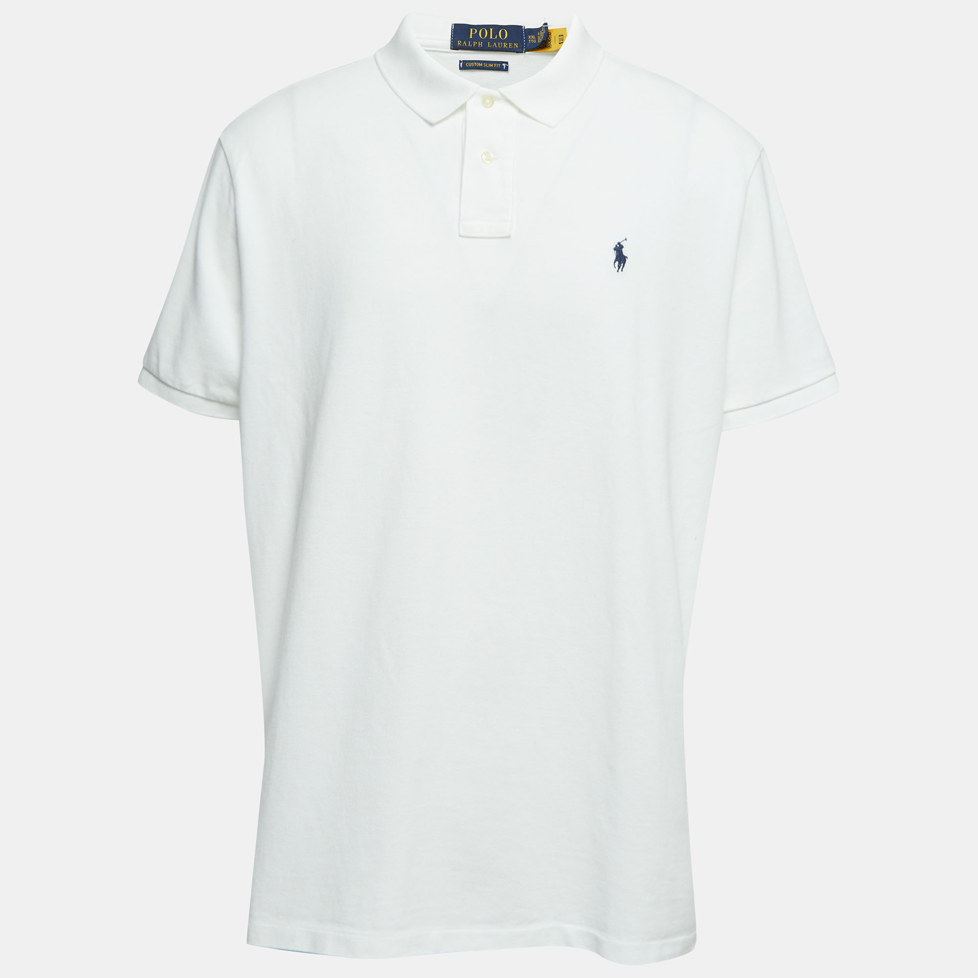 Polo Ralph Lauren White Logo Embroidered Cotton Slim Fit Polo T-Shirt XXL