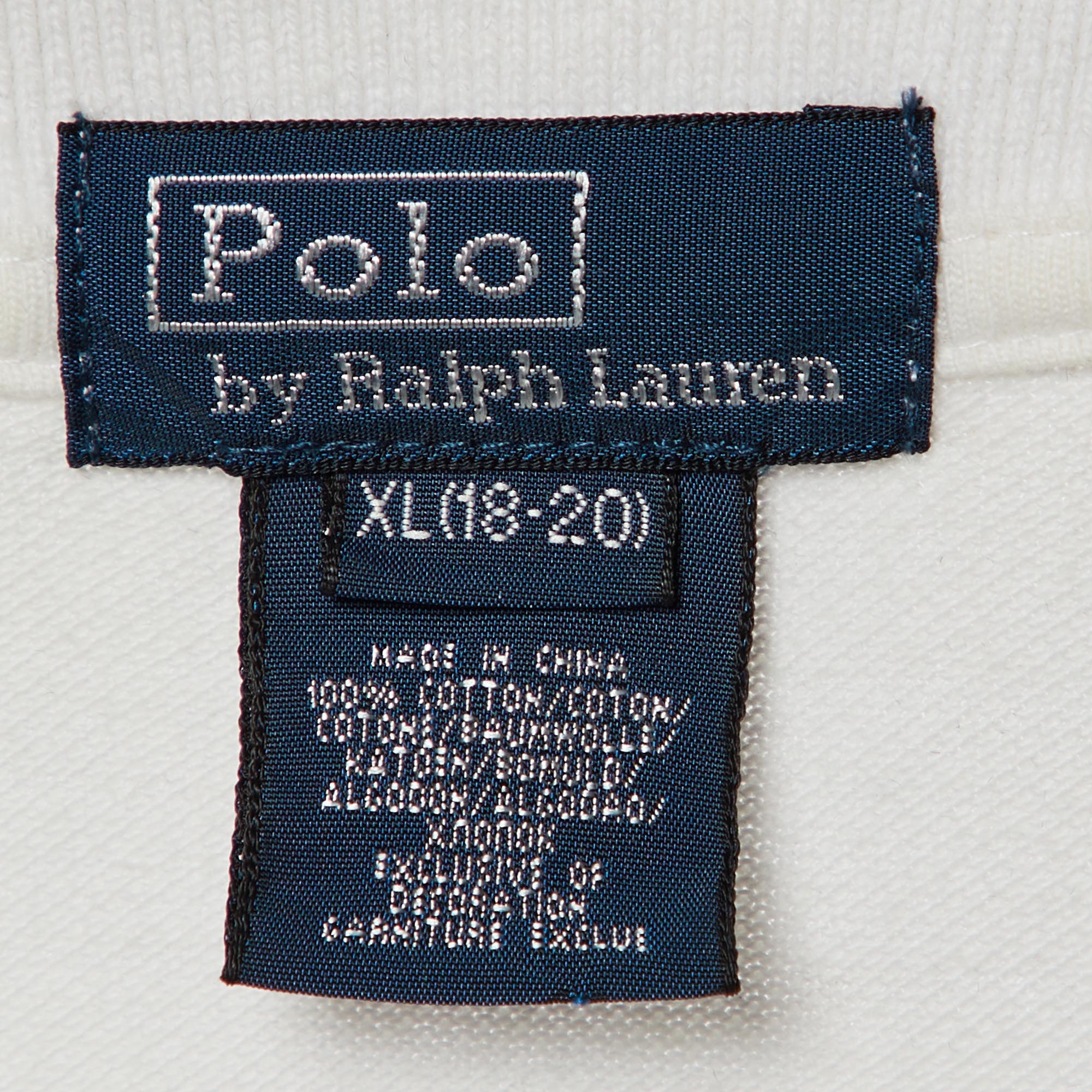 Polo Ralph Lauren White Cotton Knit Contrast Detail Polo T-Shirt XL