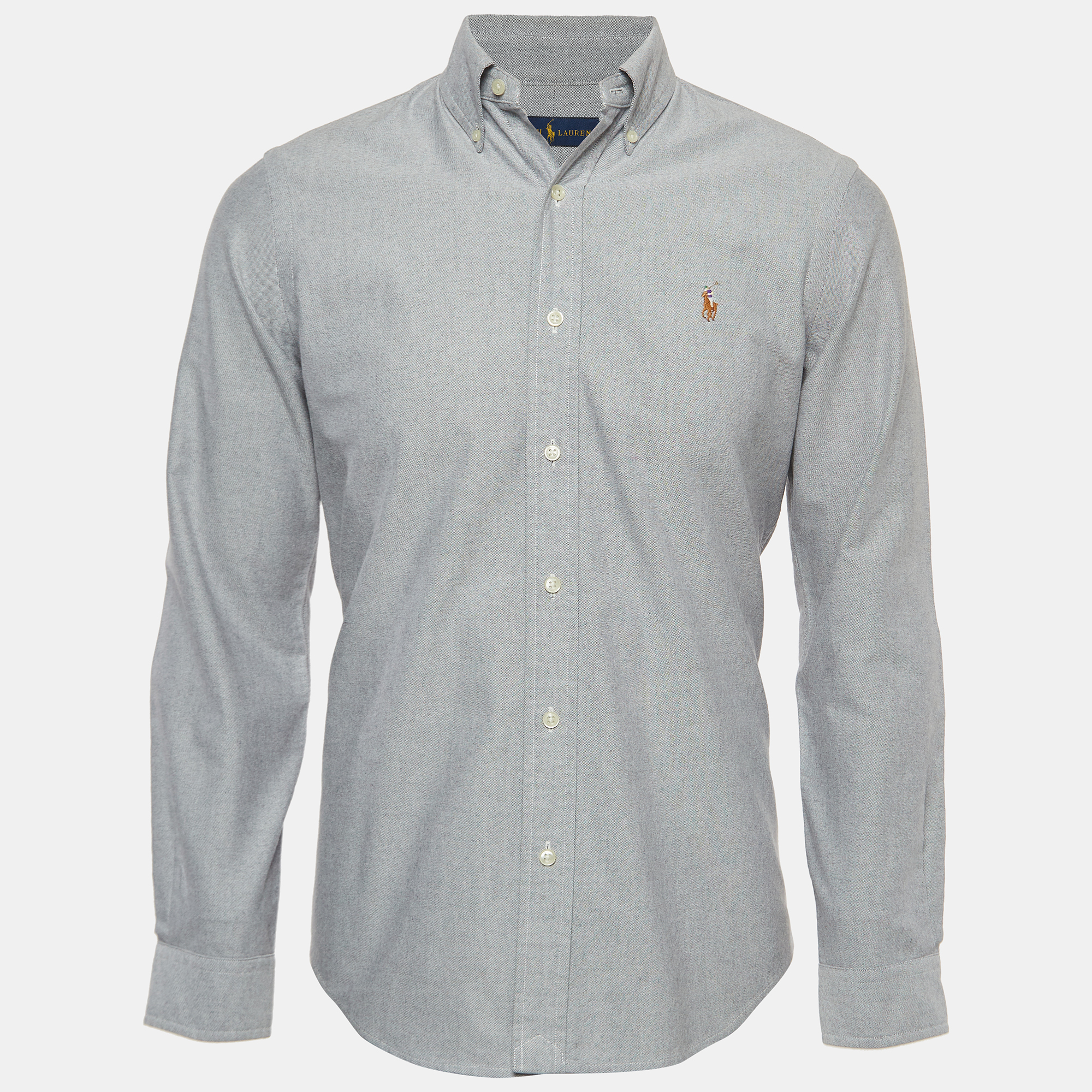 Polo ralph lauren grey cotton button down full sleeve shirt s