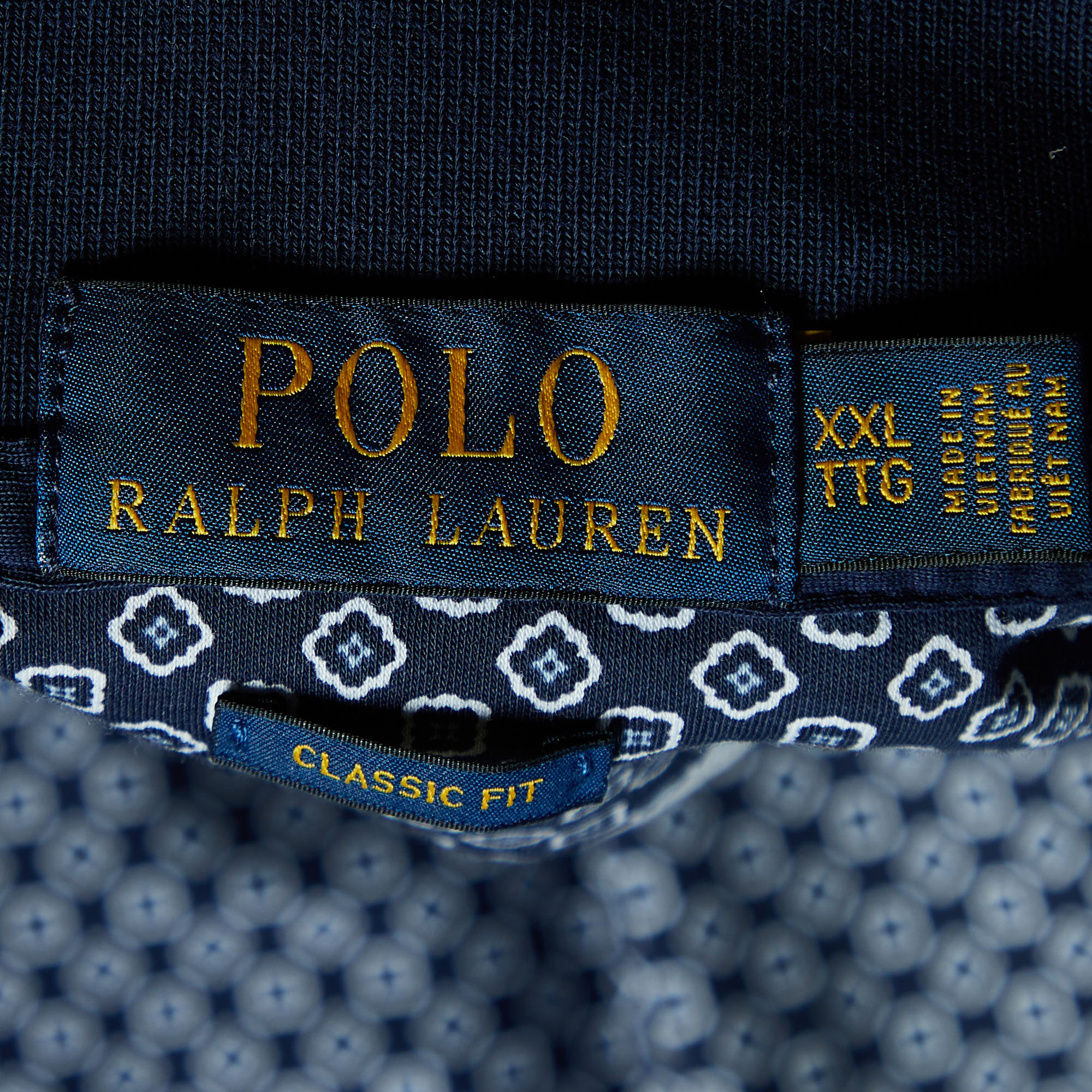 Polo Ralph Lauren Navy Blue Printed Cotton Knit Polo T-Shirt 2XL