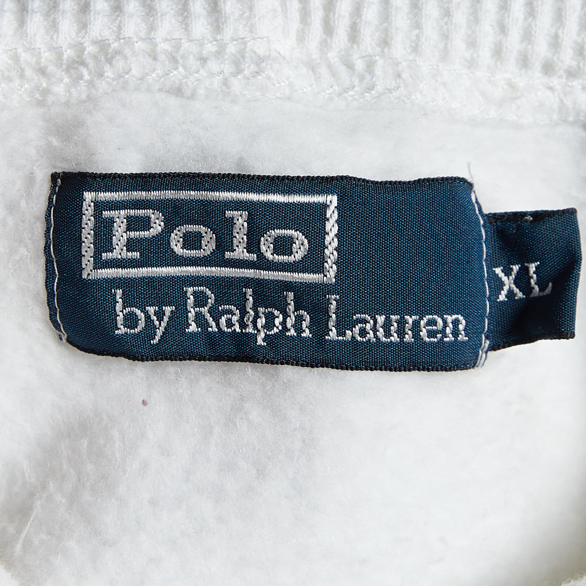 Polo Ralph Lauren Vintage White Embroidered Knit Hoodie XL