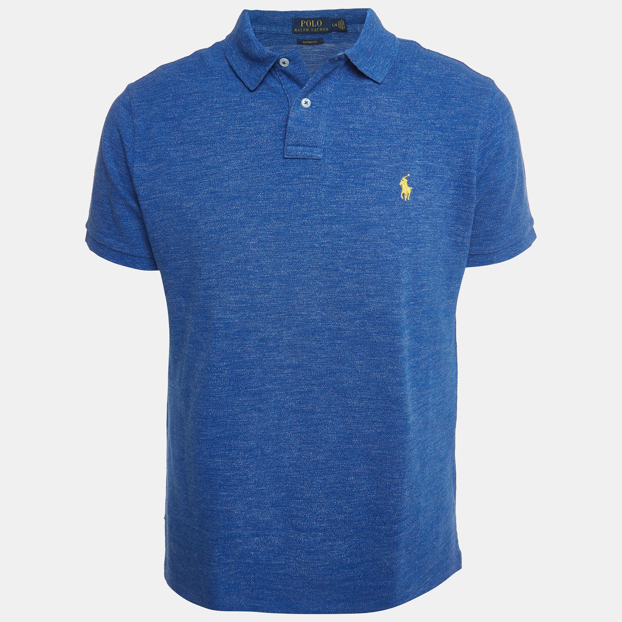 Polo Ralph Lauren Blue Logo Embroidered Cotton Polo T-Shirt L