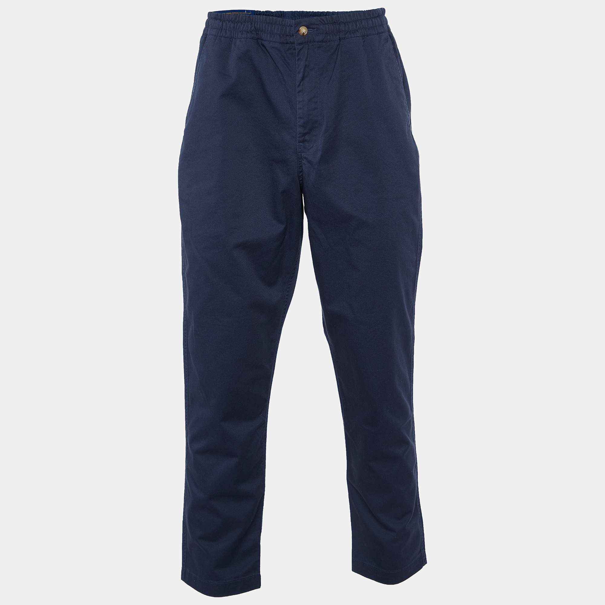 Polo ralph lauren navy blue cotton stretch classic fit trousers l