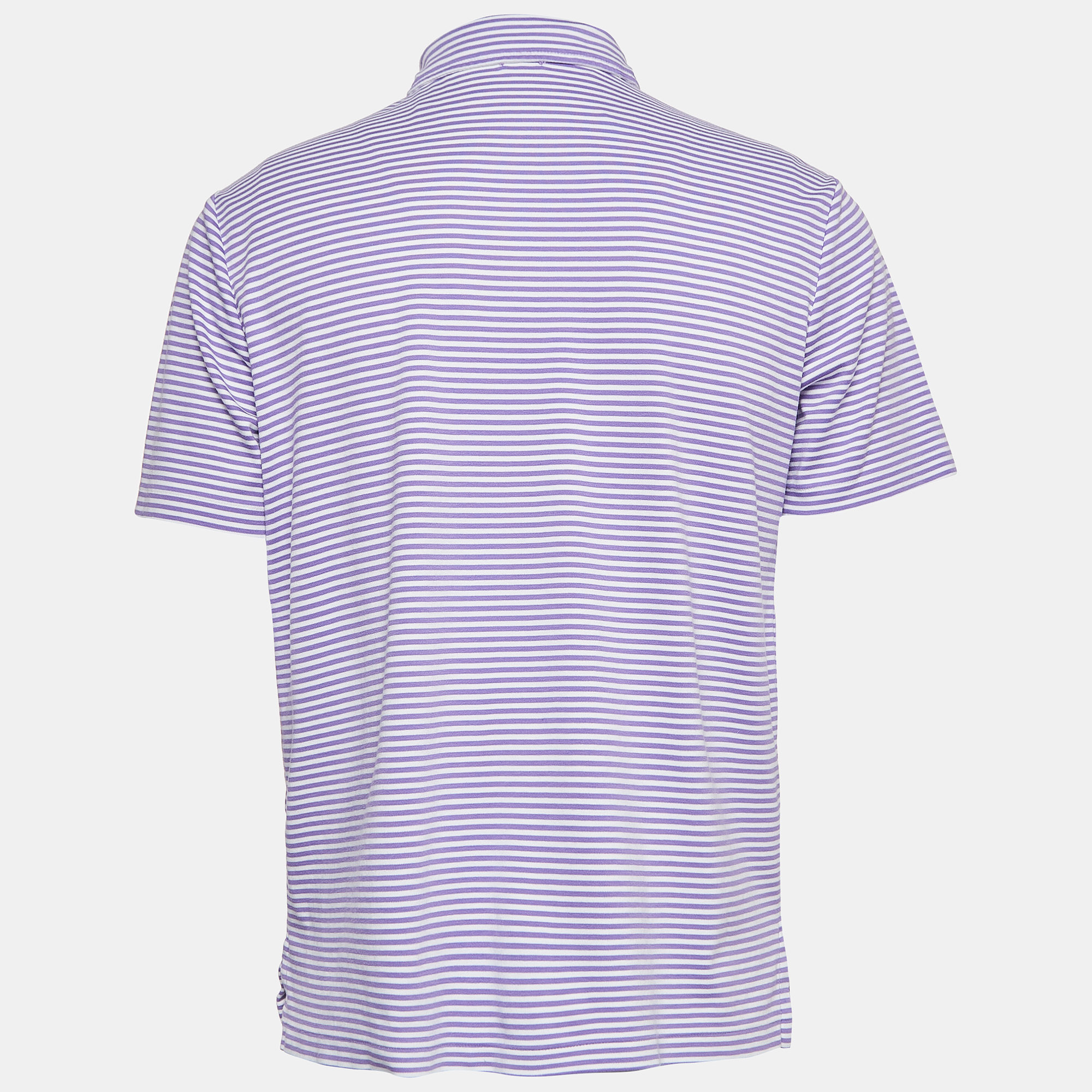 Polo Ralph Lauren Purple Striped Cotton Polo Classic Fit T-Shirt M