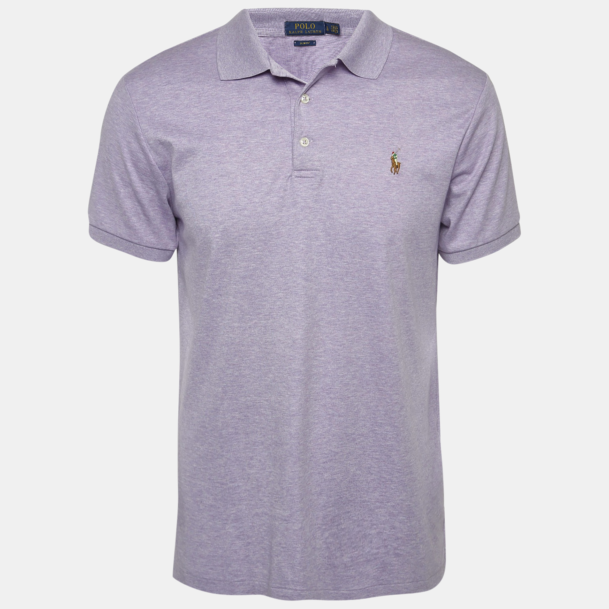 Polo ralph lauren light purple cotton jersey polo t-shirt l