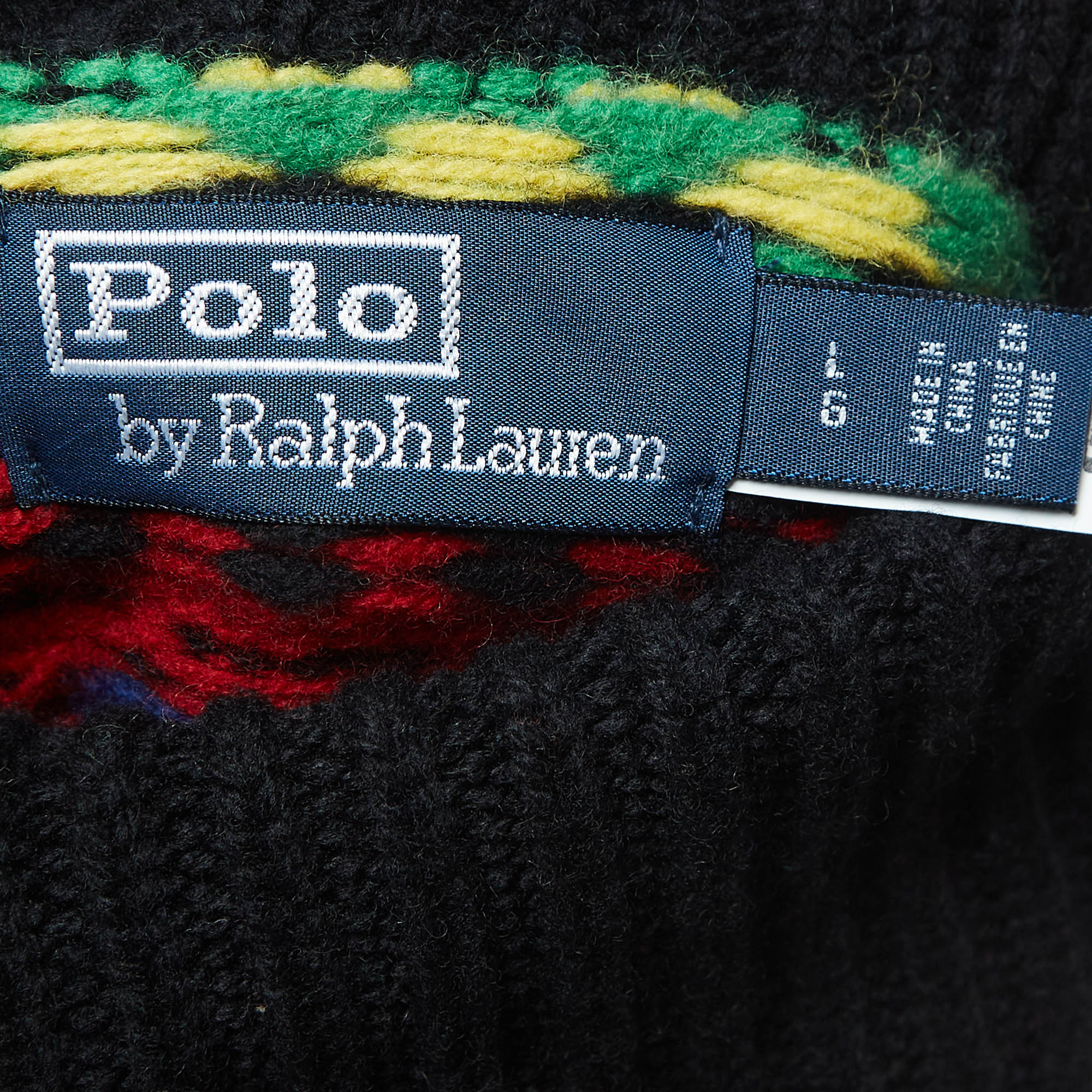 Polo Ralph Lauren Black Nordic Pattern Knit Sweater L