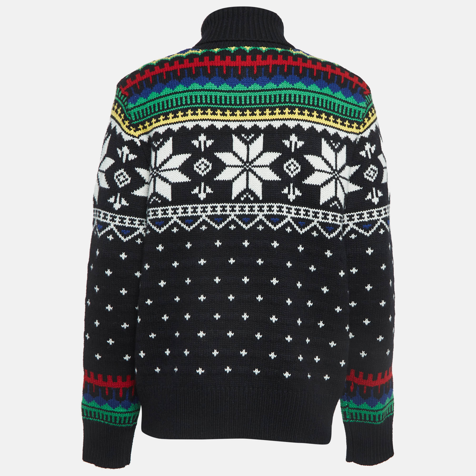 Polo Ralph Lauren Black Nordic Pattern Knit Sweater L