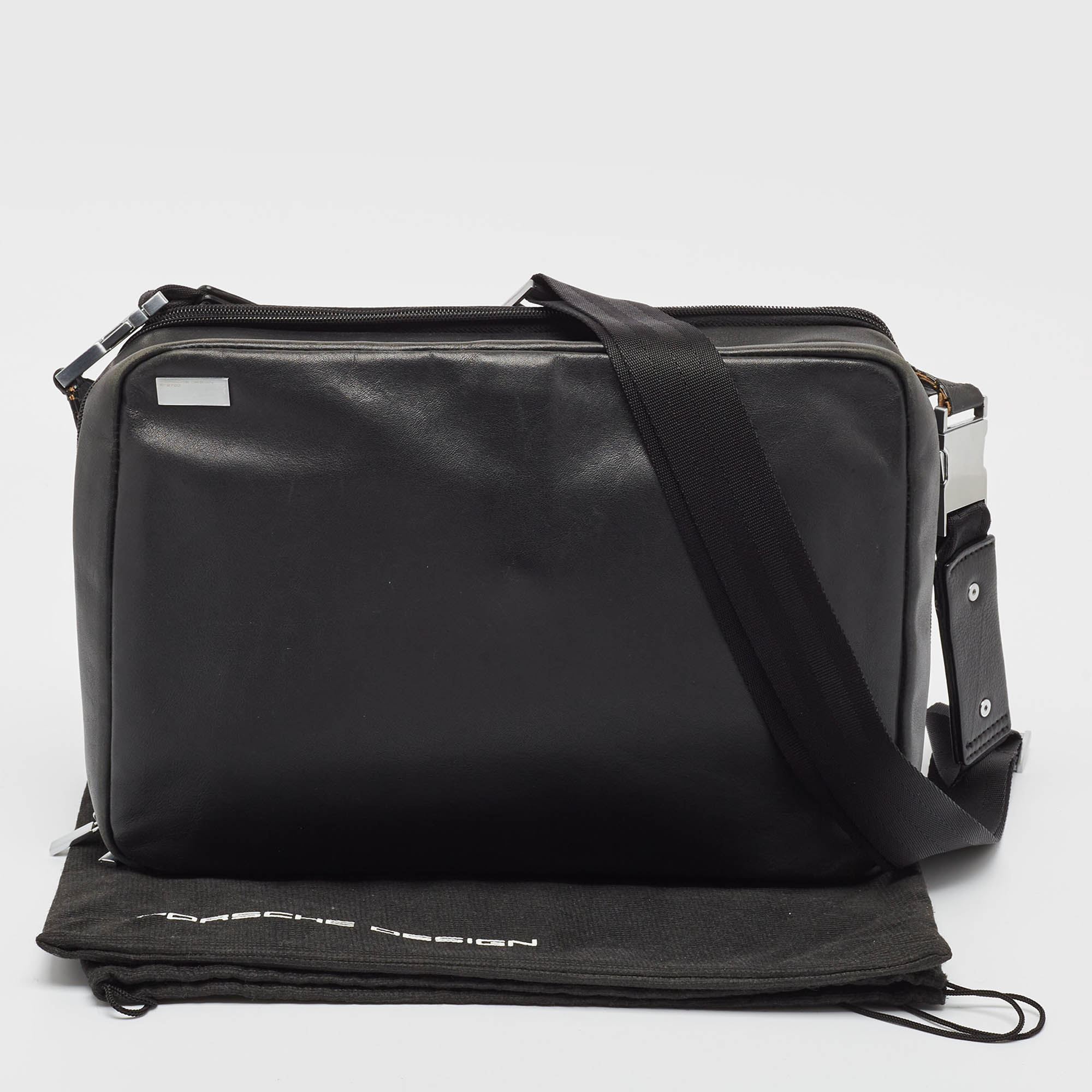 Porsche Design Black Leather Zip Laptop Bag