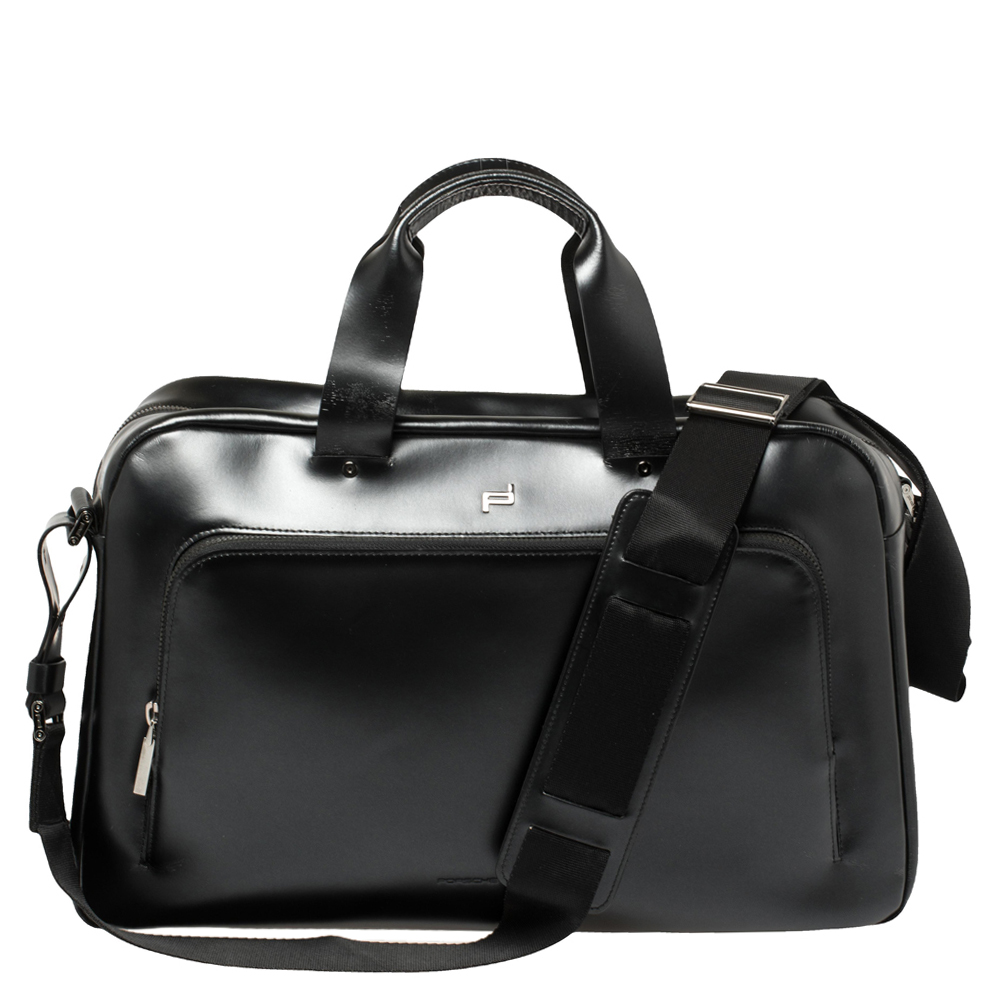 Porsche Design Black Leather Business Briefcase Bag