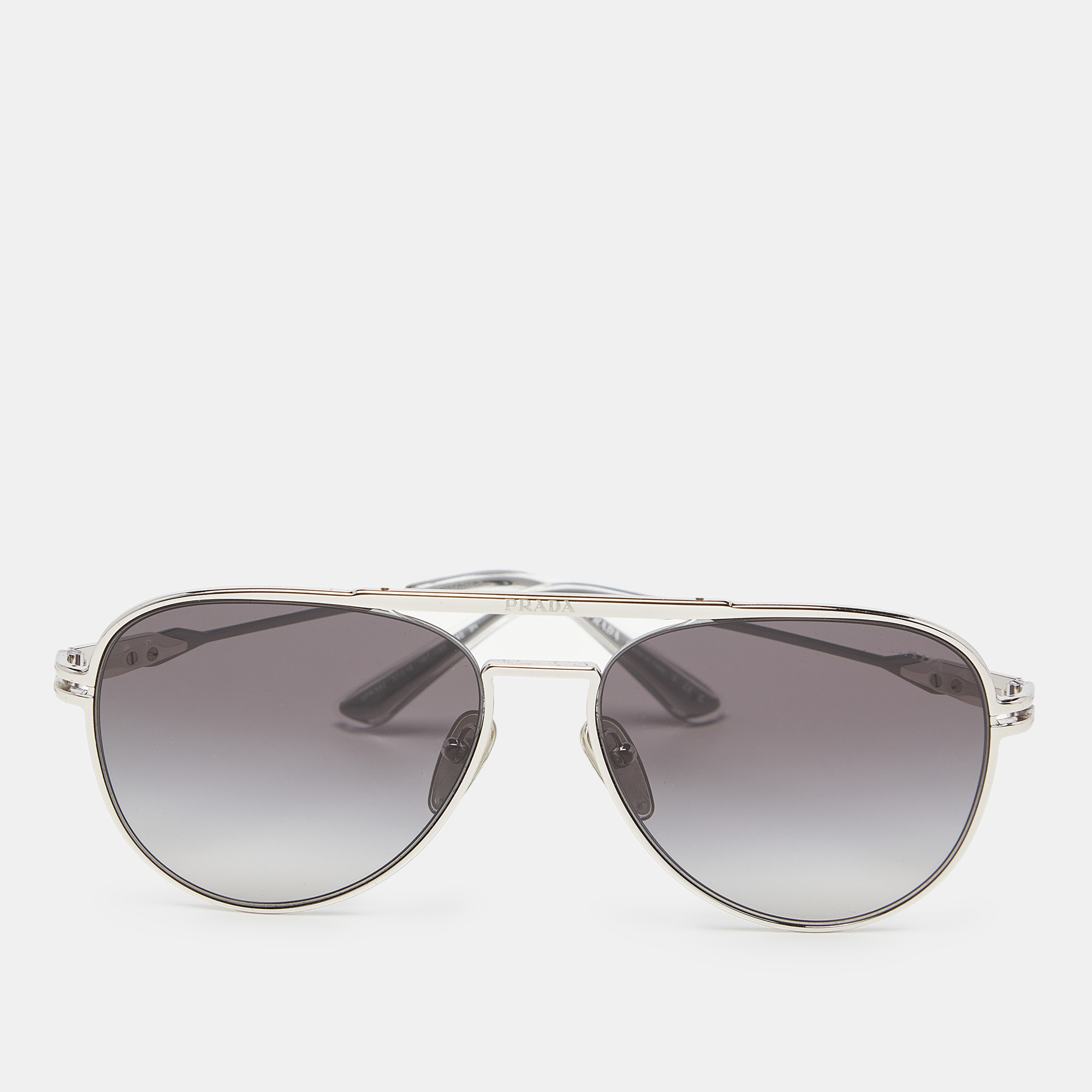 Prada silver tone/grey gradient spr54z aviator sunglasses