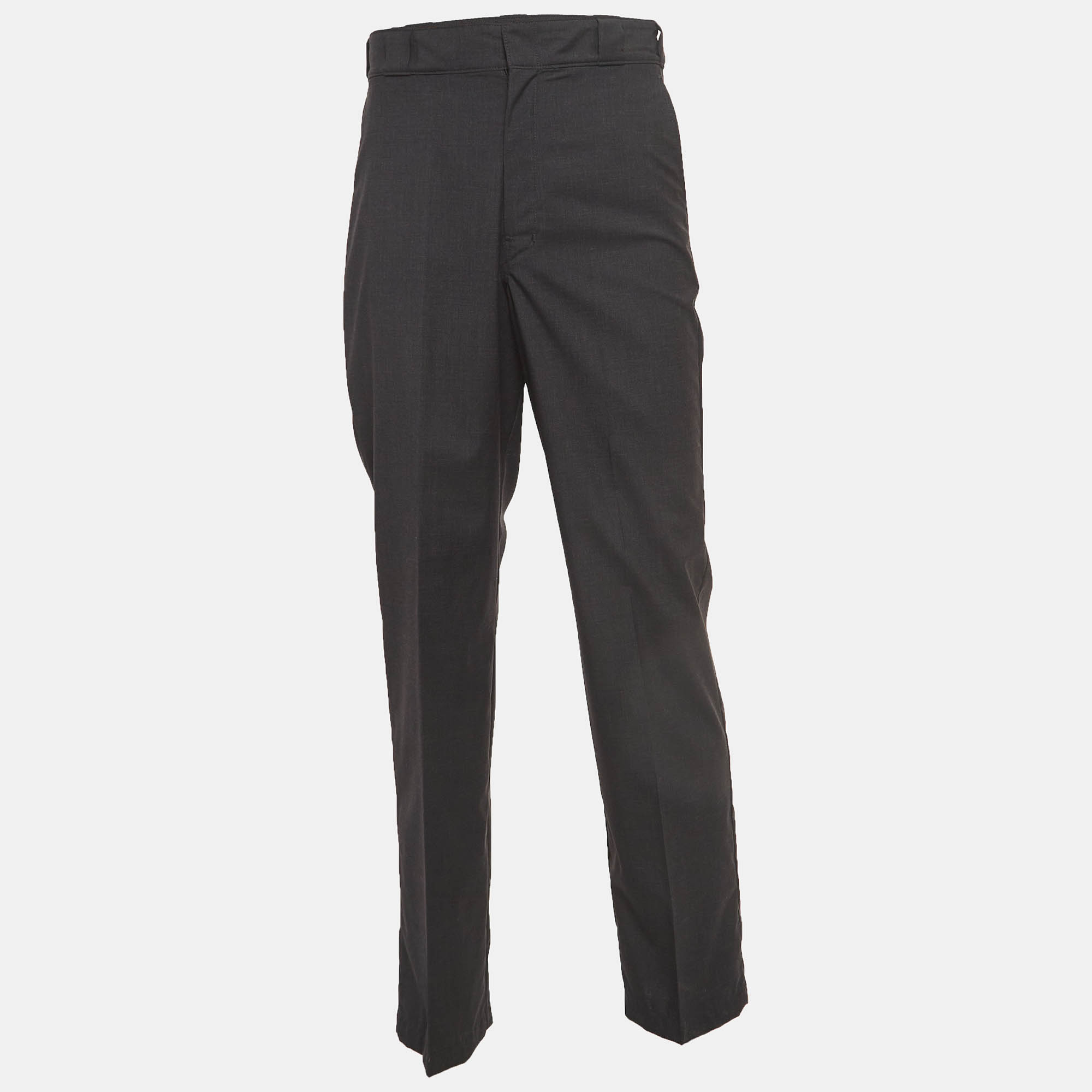 Prada Grey Wool Buttoned Formal Trousers XS