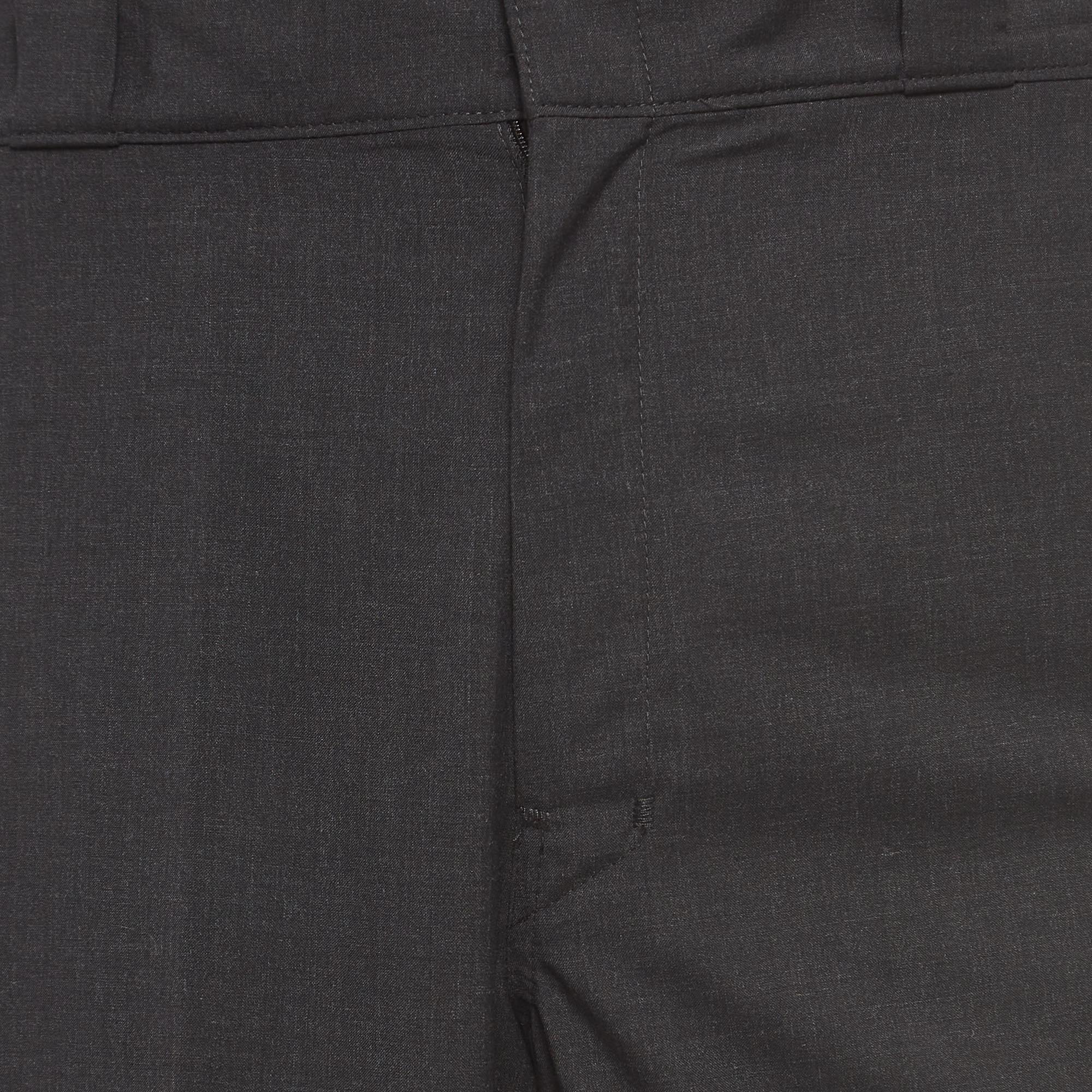 Prada Grey Wool Buttoned Formal Trousers XS