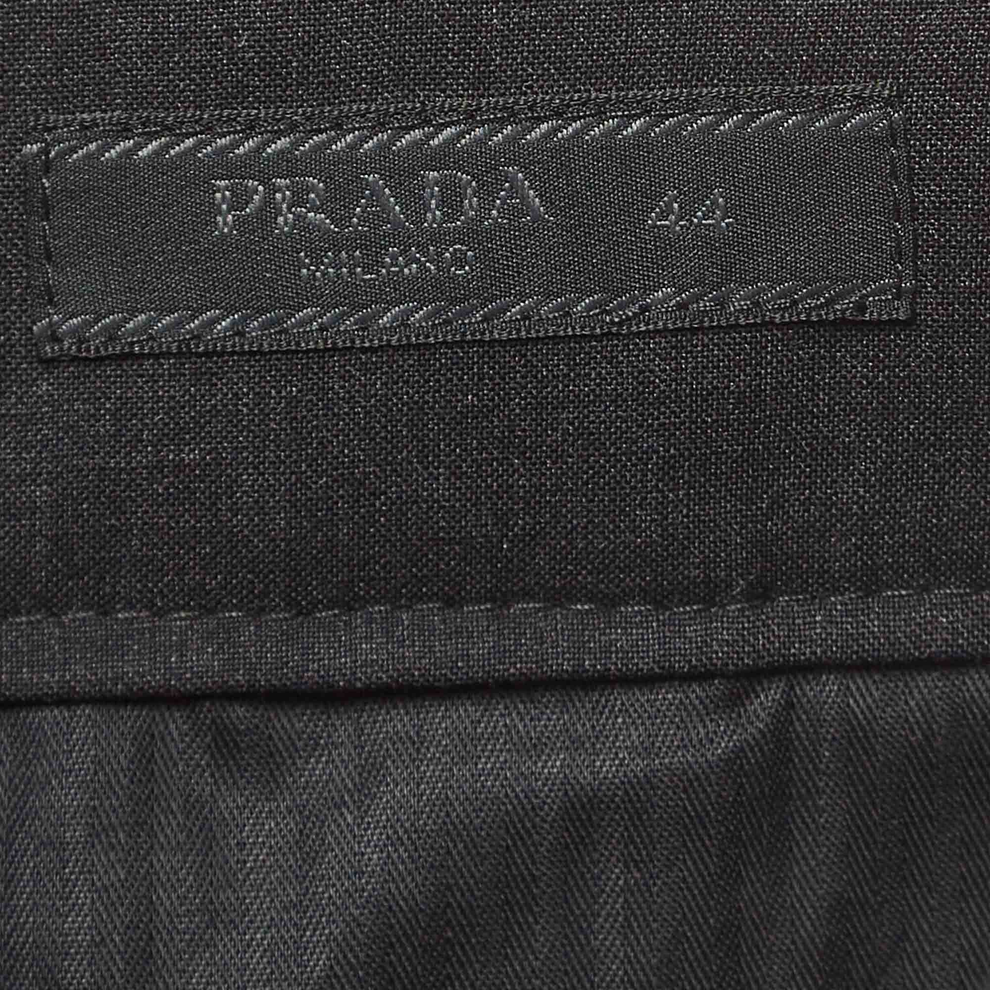 Prada Grey Wool Buttoned Formal Trousers XS