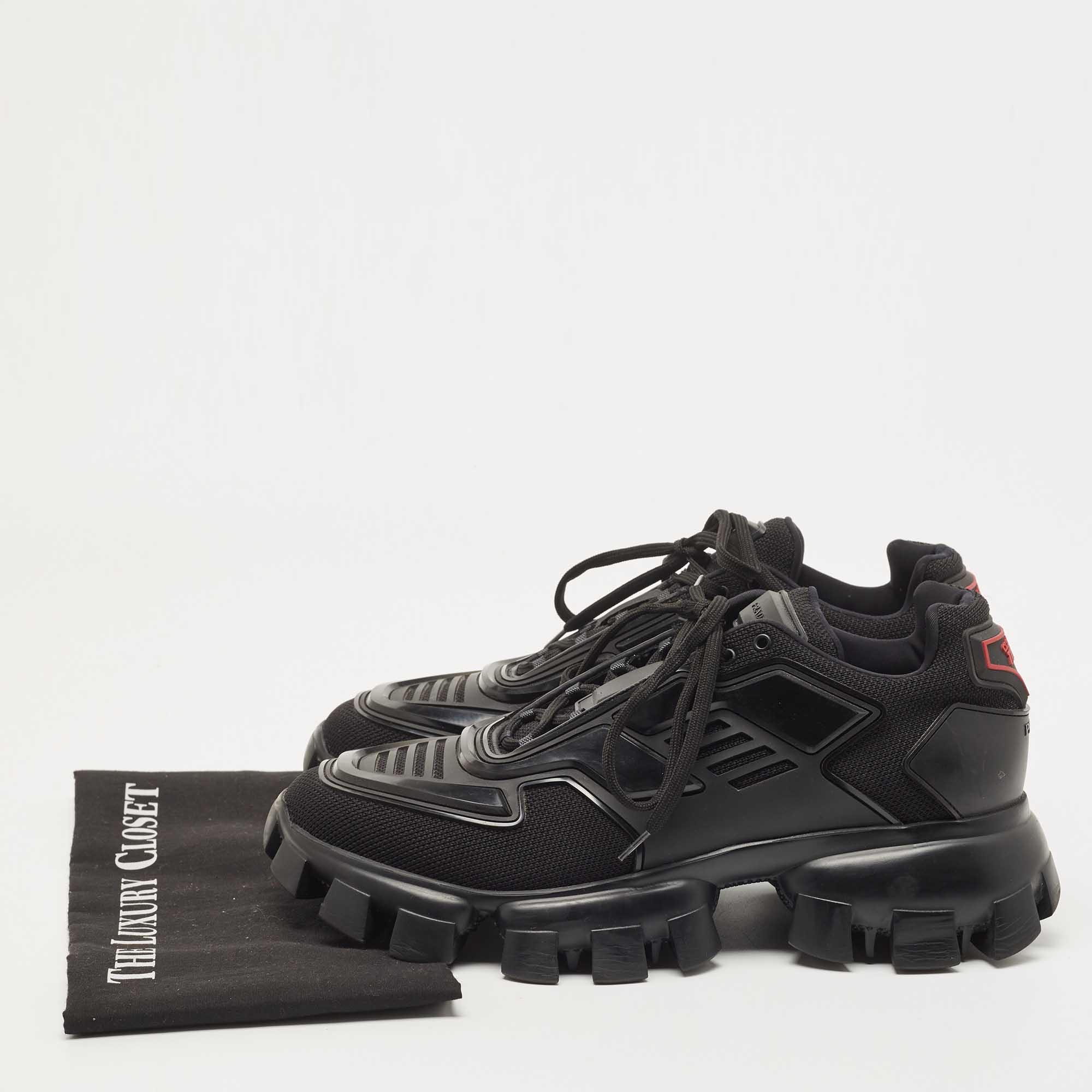 Prada Black Fabric And Rubber Cloudbust Sneakers Size 44