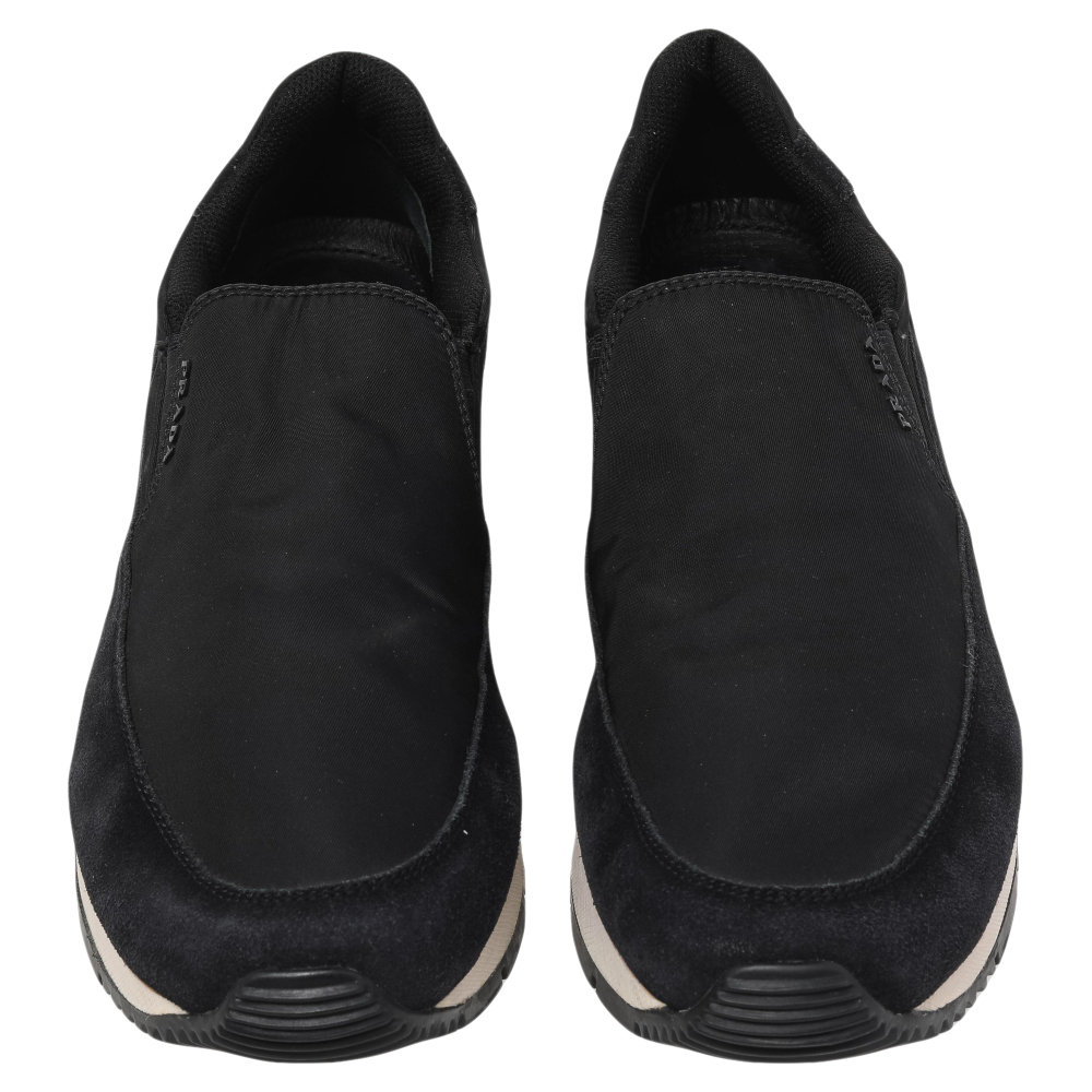 Prada Sport Black Suede And Nylon Slip On Sneakers Size 40