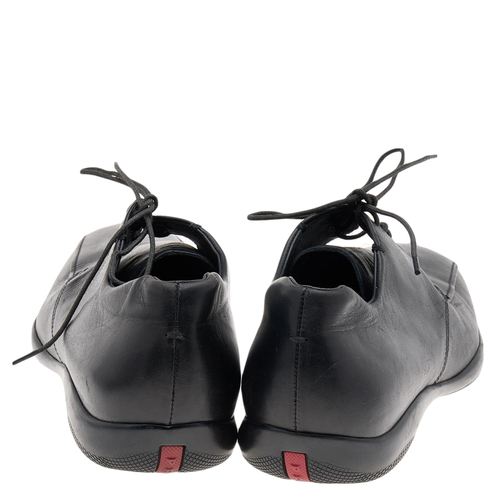 Prada Sport Black Leather Lace Up Derby Size 43.5