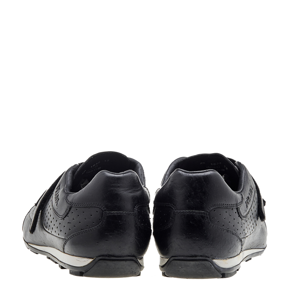Prada Sport Black Leather Double Velcro Strap Slip On Sneakers Size 46