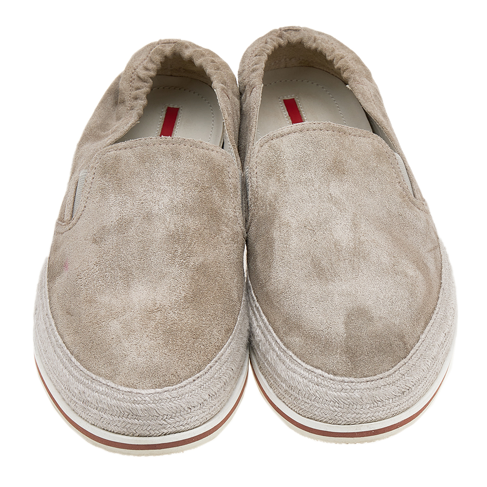 Prada Sport Grey Suede Espadrille Slip On Sneakers Size 42