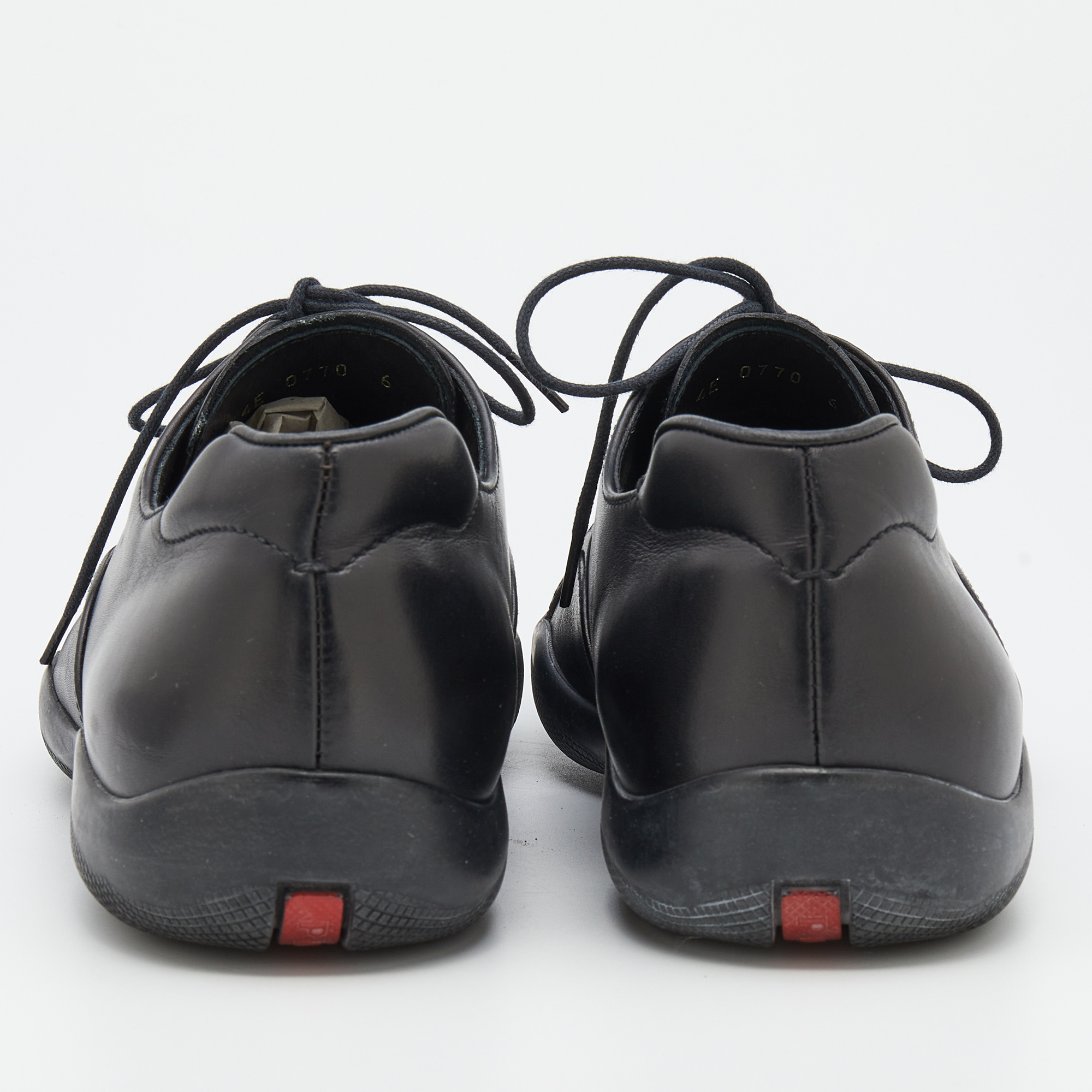 Prada Sport Black Leather Low Top Sneakers Size 40