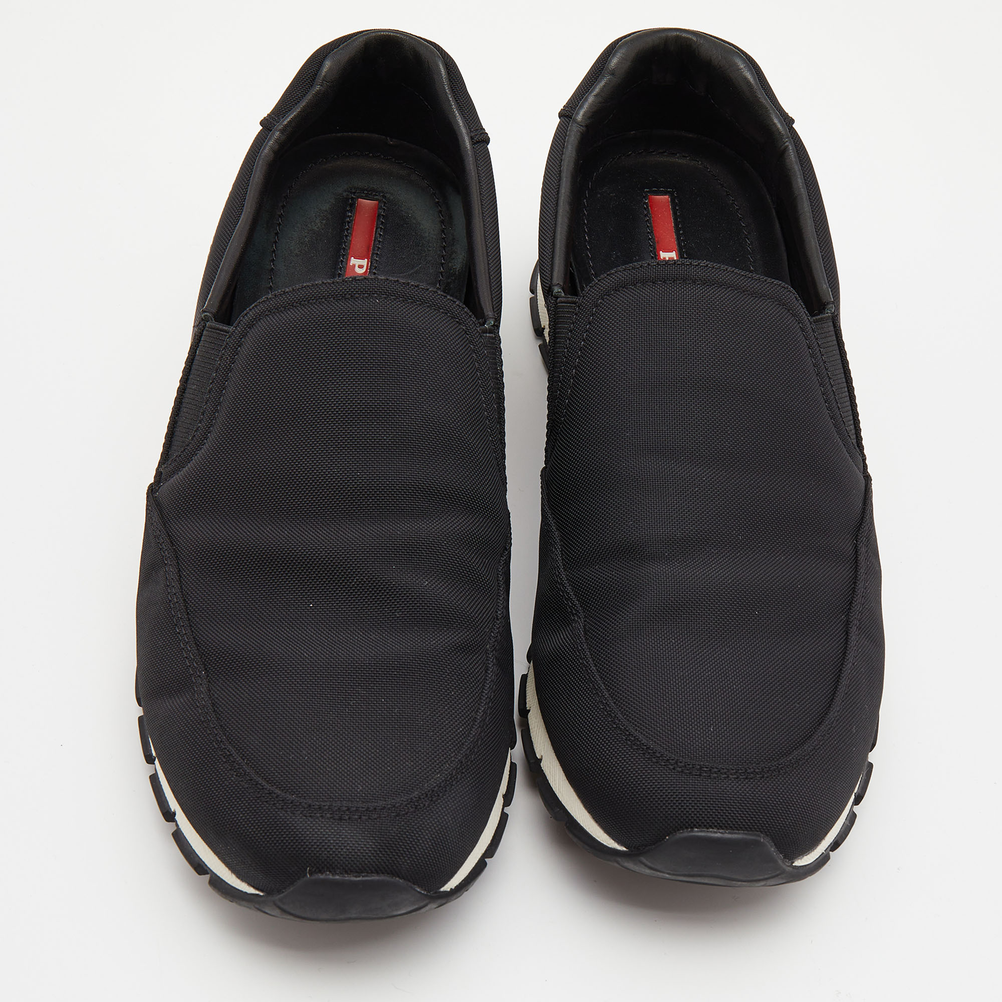 Prada Sport Black Canvas Slip On Sneakers Size 41.5