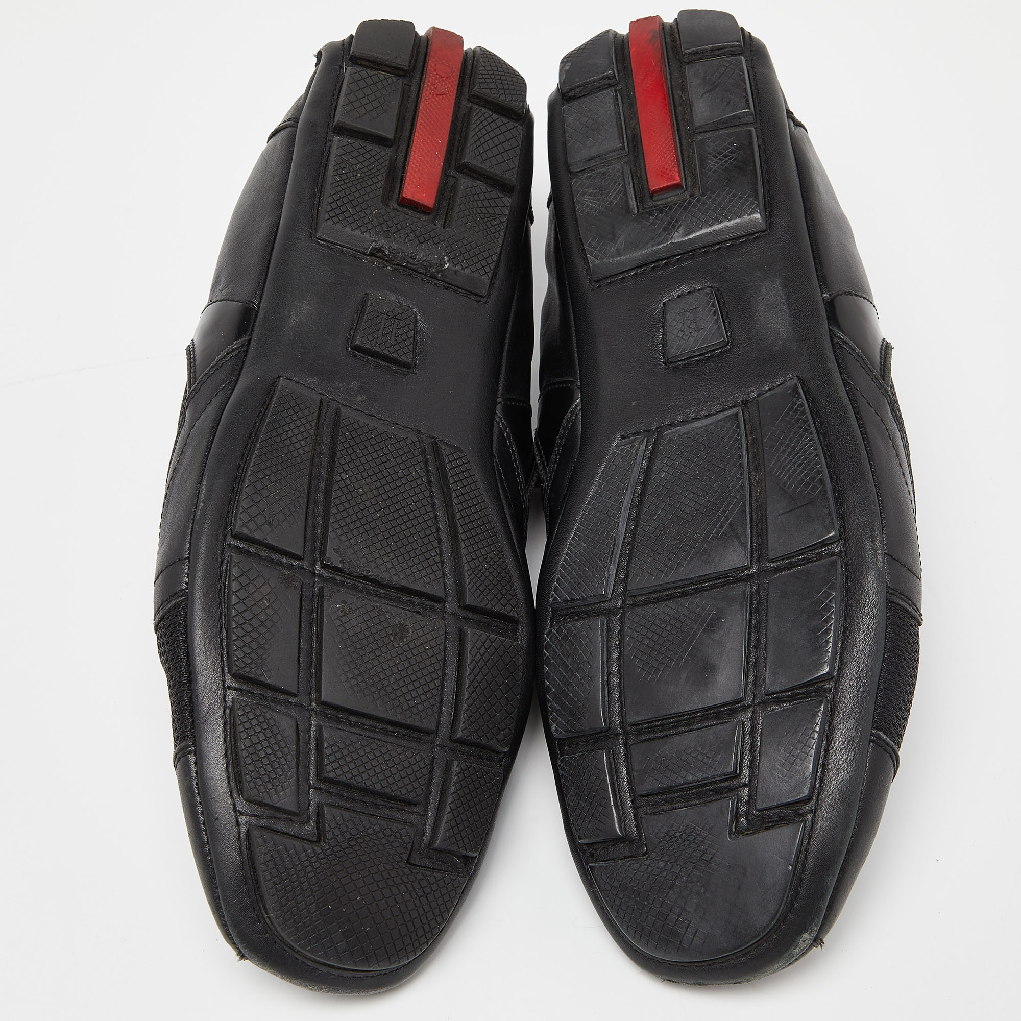Prada Sport Black Leather Low Top Sneakers Size 45