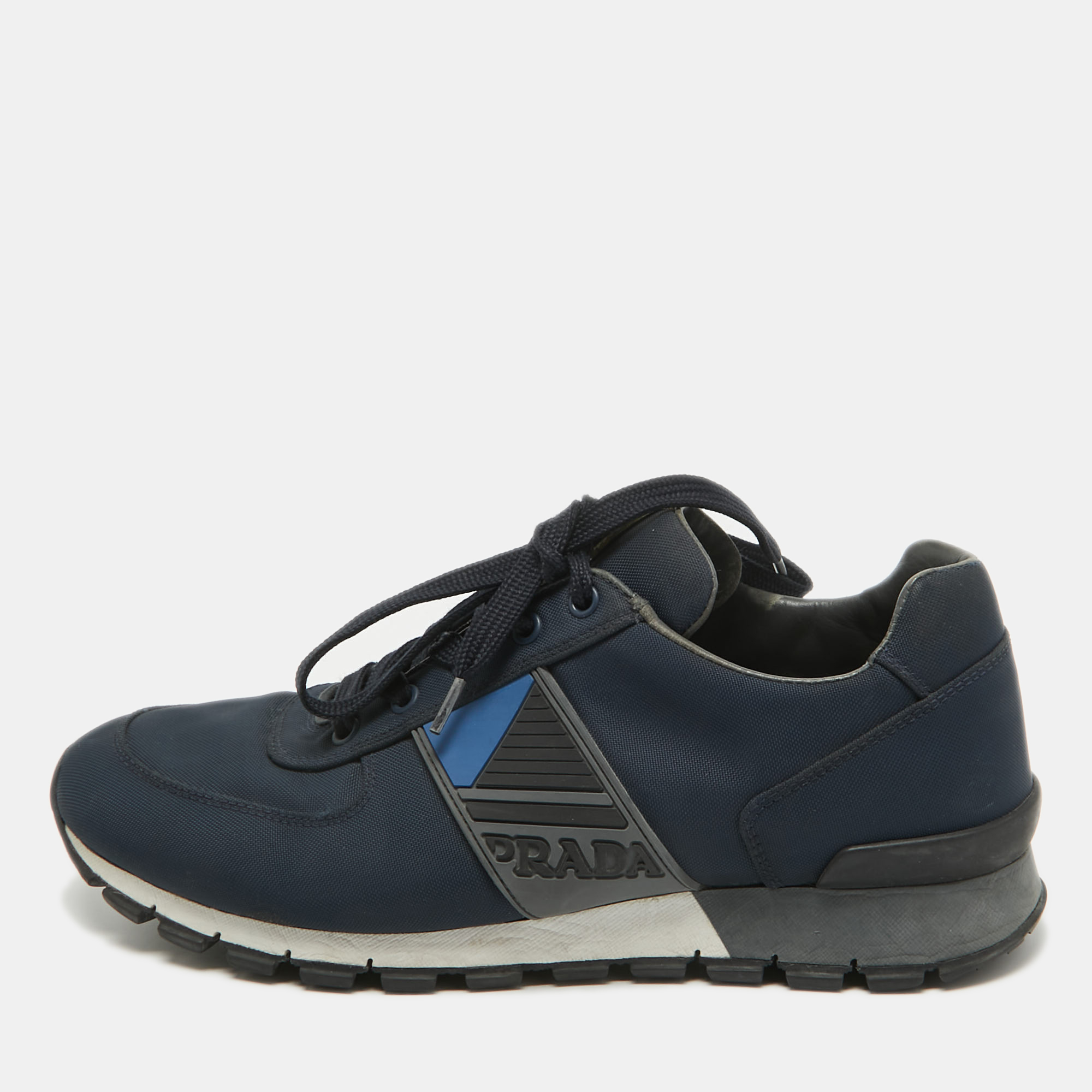 Prada sport navy blue nylon low top sneakers size 41