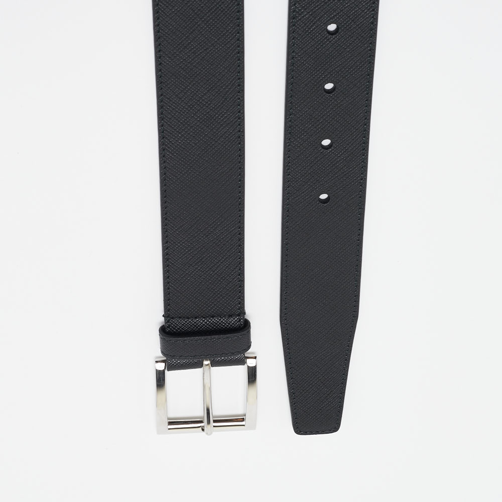 Prada Black Leather Buckle Belt 85CM