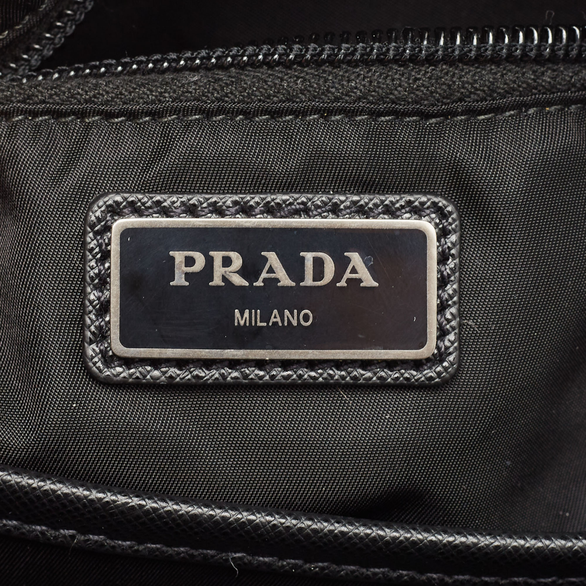 Prada Black Leather And Nylon Racing Logo Sling Backpack