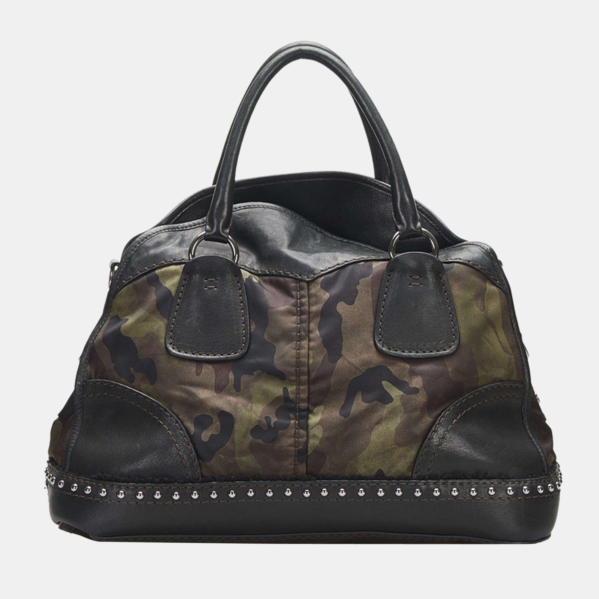 Prada Camouflage Tessuto Nylon And Leather Bowler Bag