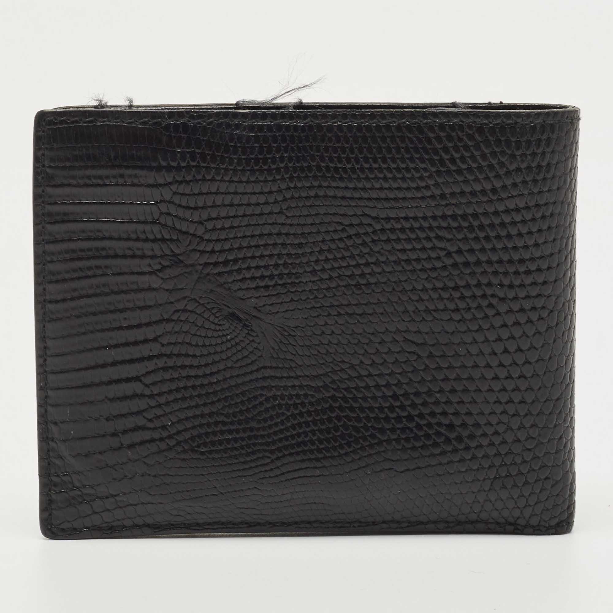 Prada Black Lizard Bifold Wallet
