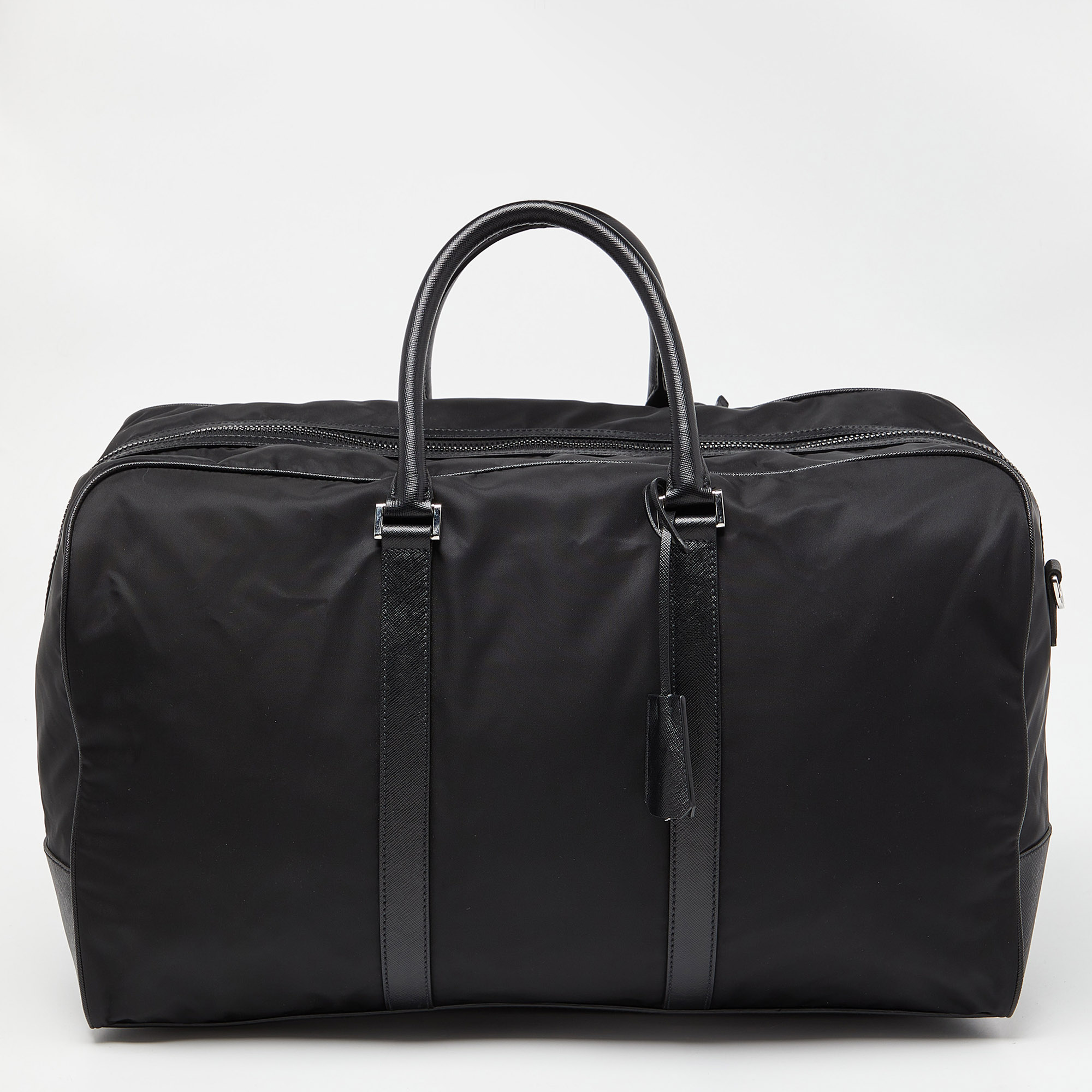 Prada Black Nylon And Leather Duffle Bag