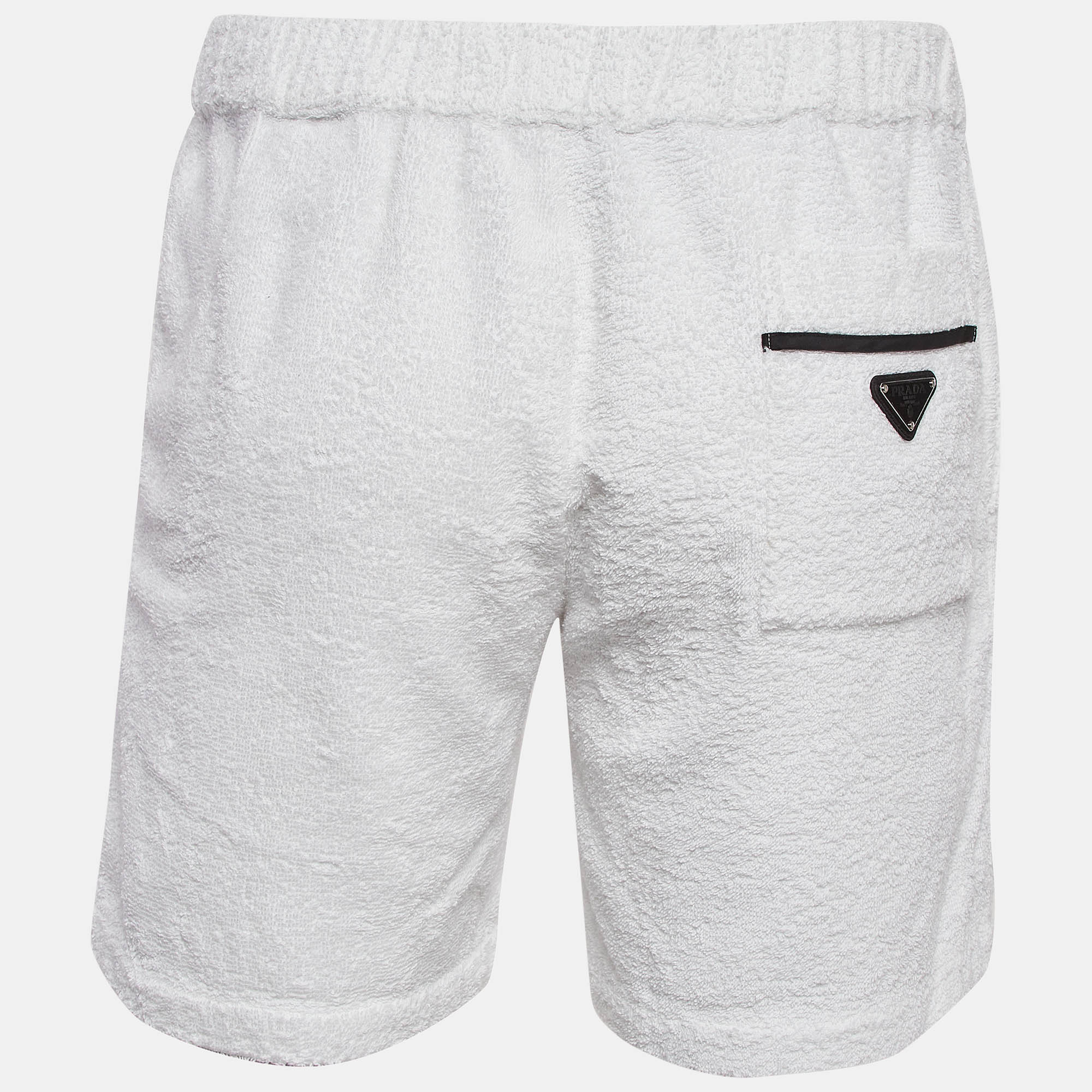 Prada White Terry Cotton Shorts L