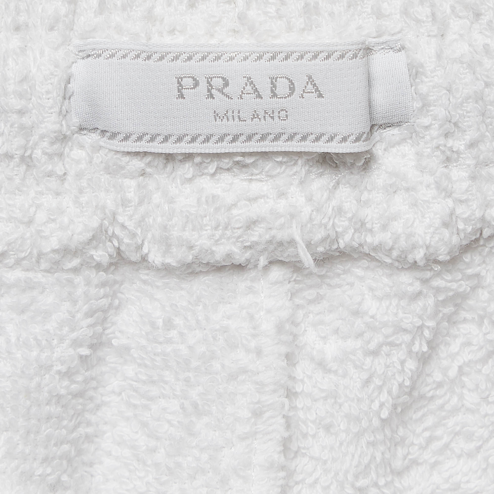 Prada White Terry Cotton Shorts L