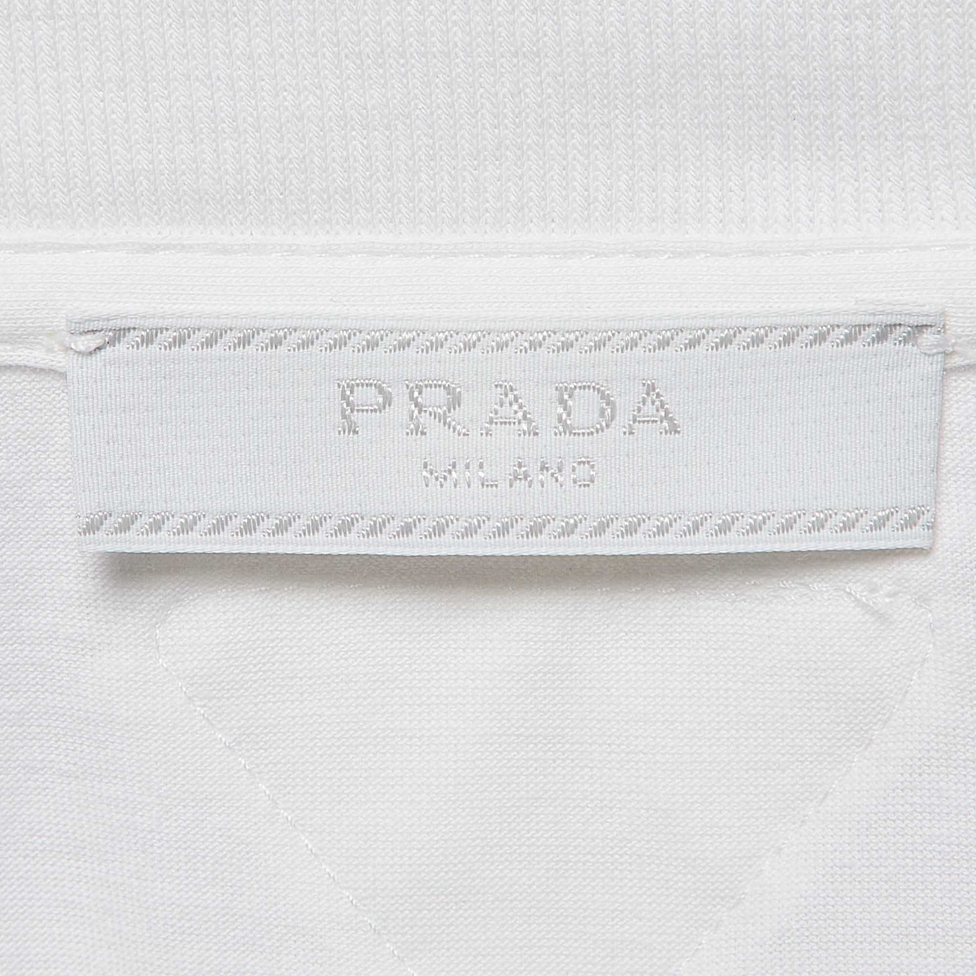 Prada White Printed Cotton T-Shirt M