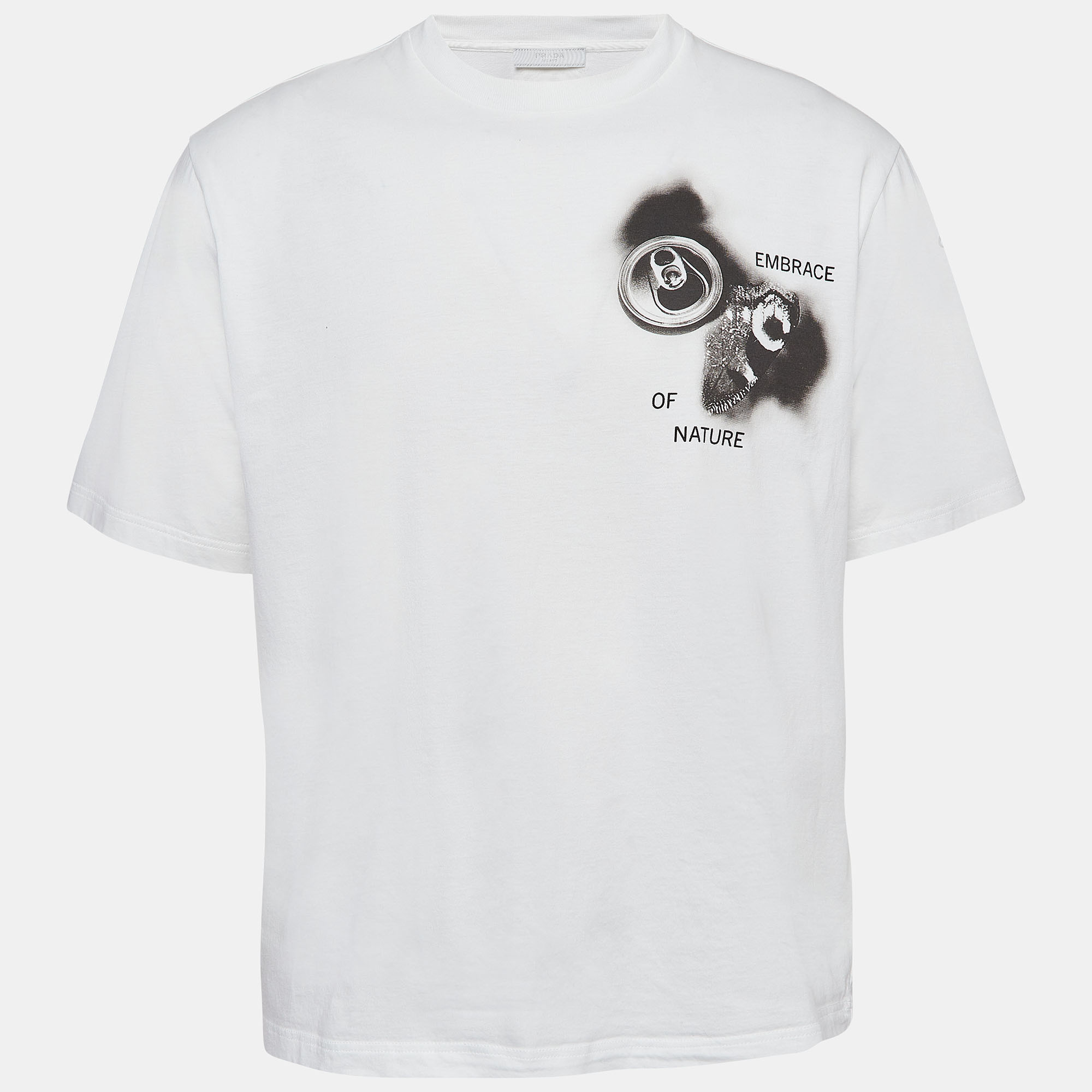 Prada White Printed Cotton T-Shirt M