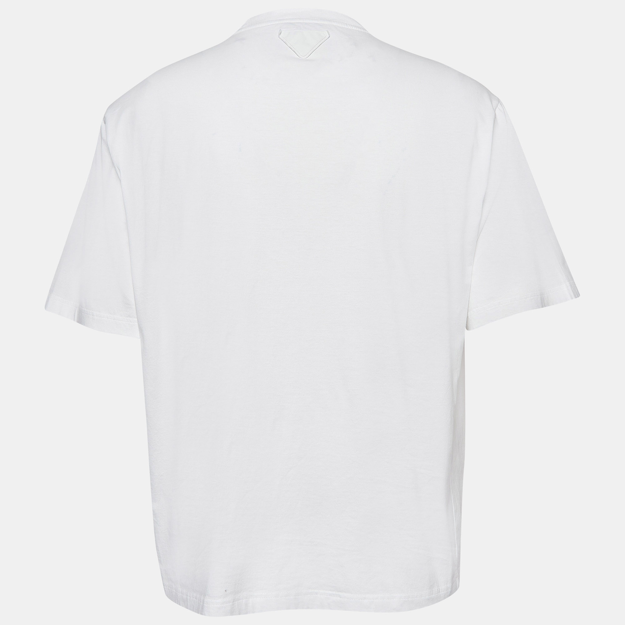 Prada White Printed Cotton T-Shirt M