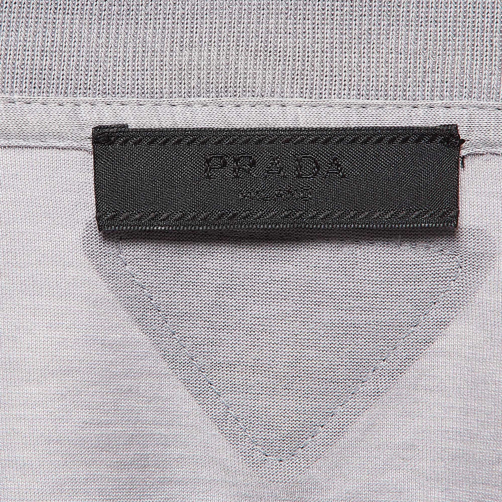 Prada Grey Printed Cotton Jersey T-Shirt L