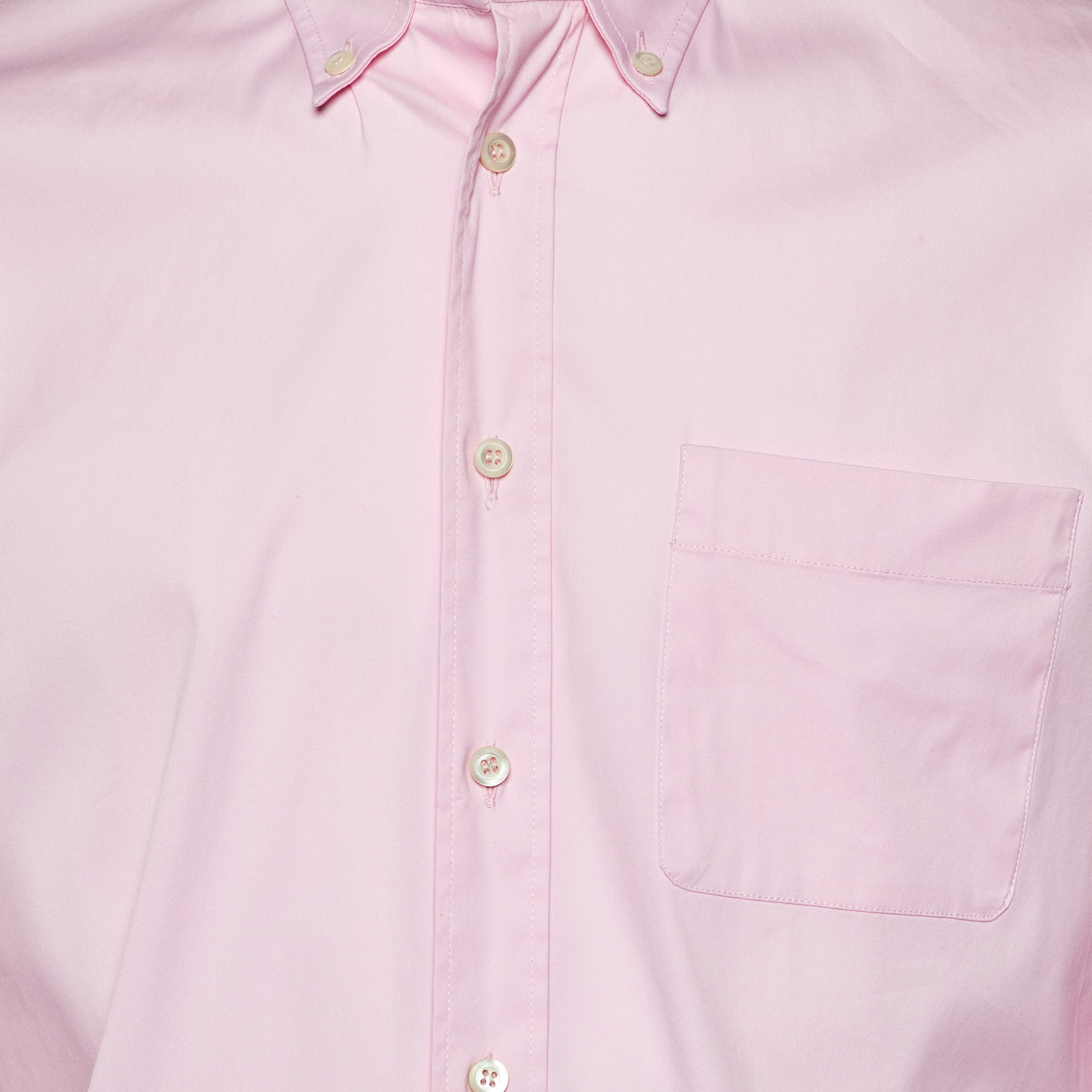 Prada Pink Stretch Cotton Button Down Shirt M